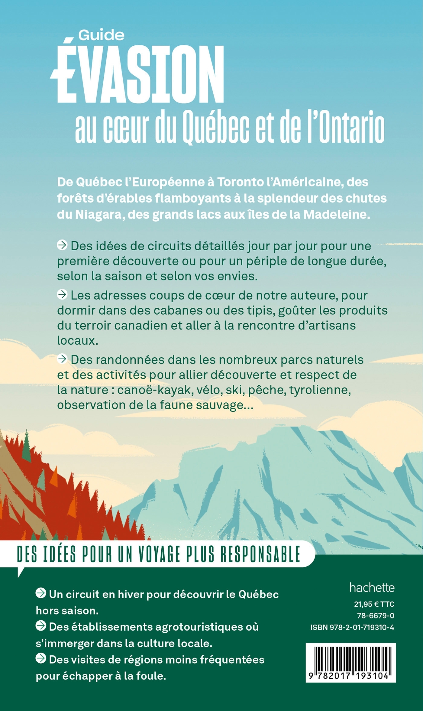 QUEBEC ET ONTARIO GUIDE EVASION -   - HACHETTE TOURI