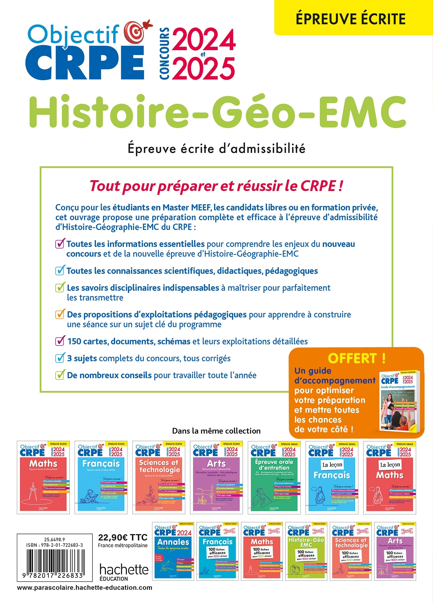 OBJECTIF CRPE 2024 - 2025 - HISTOIRE-GEOGRAPHIE-EMC  - EPREUVE ECRITE D-ADMISSIBILITE - Laurent Bonnet - HACHETTE EDUC