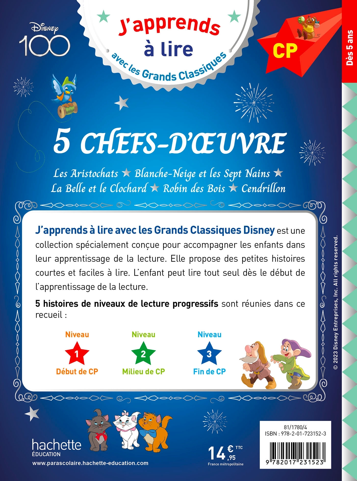 Disney -  5 chefs-d'oeuvre de Disney, Niveau CP - Isabelle Albertin - HACHETTE EDUC