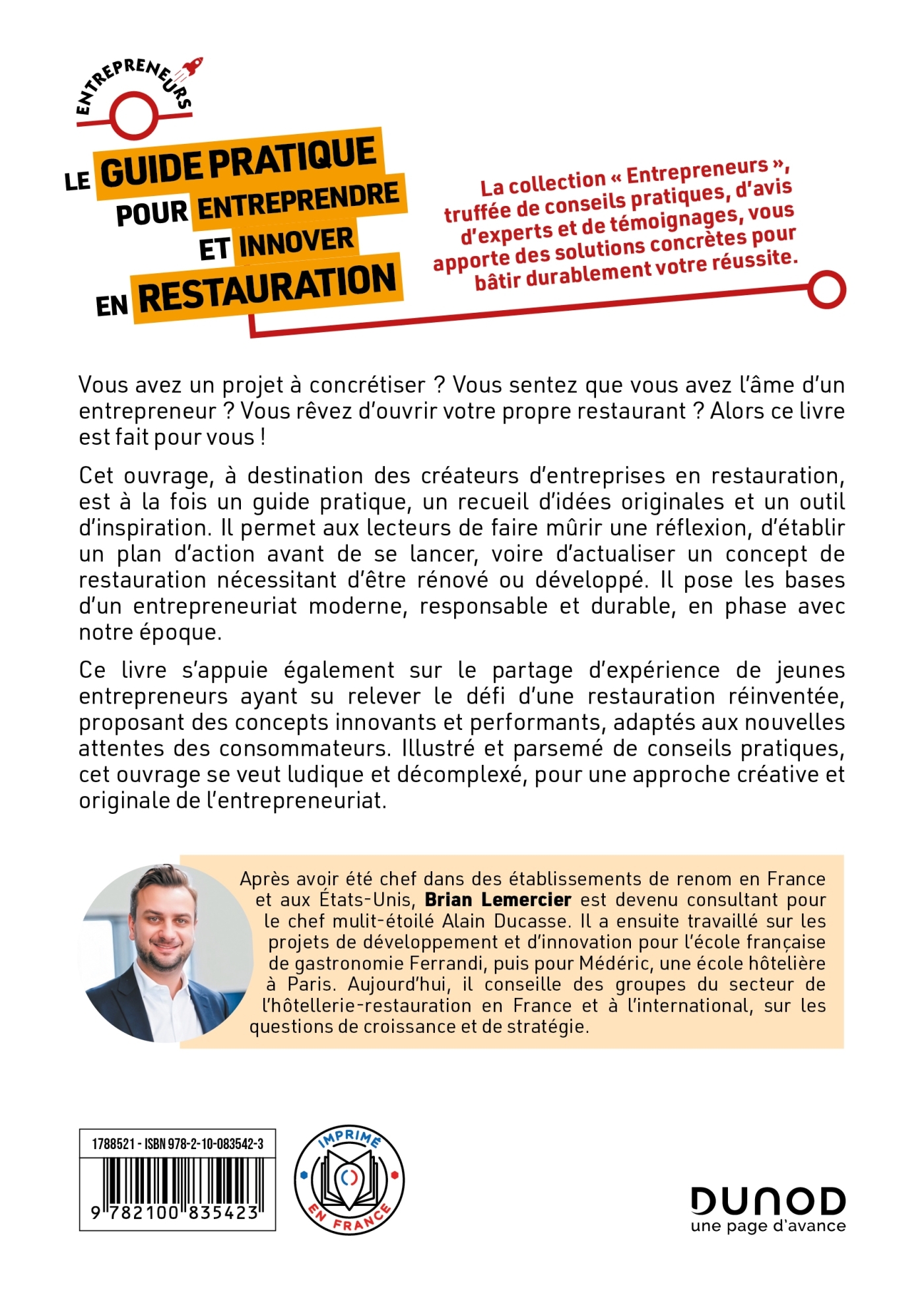 LE GUIDE PRATIQUE POUR ENTREPRENDRE ET INNOVER EN RESTAURATION - Brian Lemercier - DUNOD