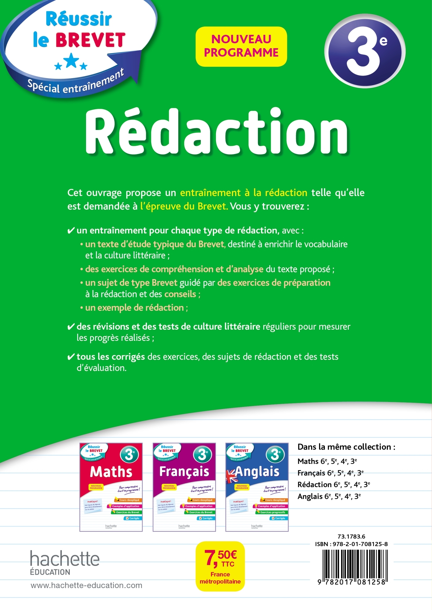 REUSSIR AU COLLEGE - REDACTION 3EME - Morgan Senan - HACHETTE EDUC