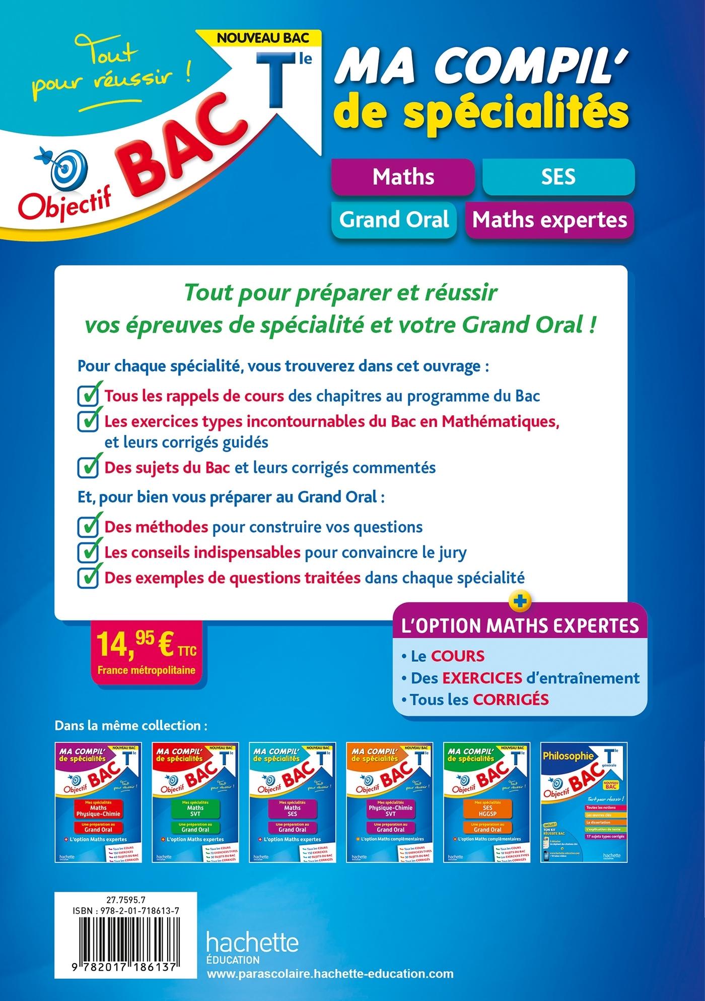 OBJECTIF BAC MA COMPIL- DE SPECIALITES MATHS ET SES + GRAND ORAL + OPTION MATHS EXPERTES - Eric Barbazo - HACHETTE EDUC