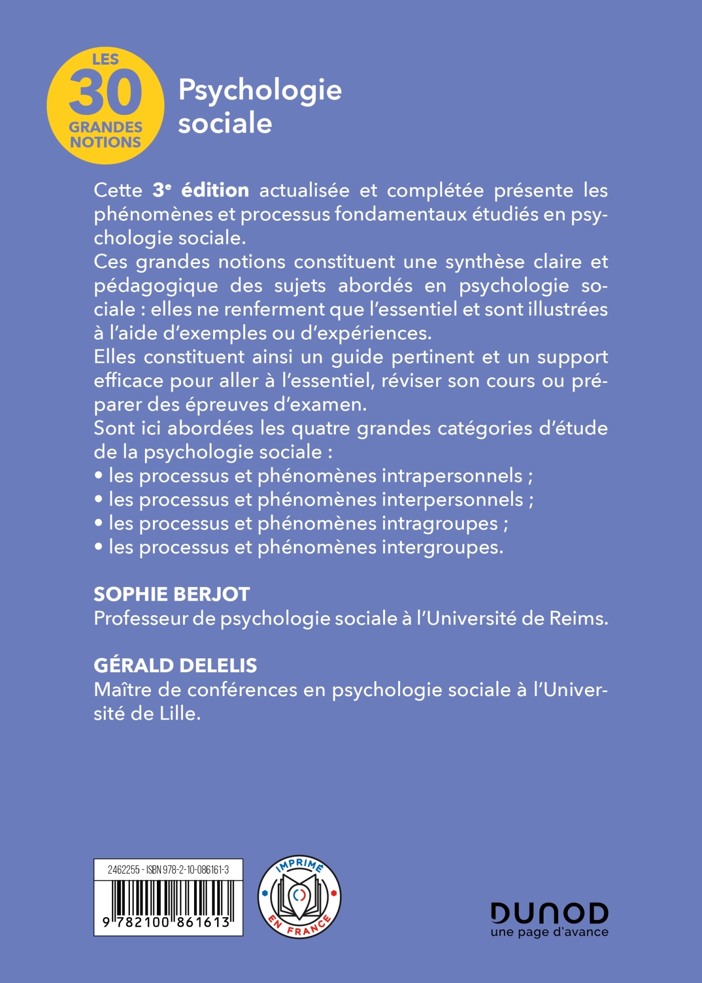 Les 30 grandes notions en psychologie sociale - 3e éd. - Sophie Berjot - DUNOD