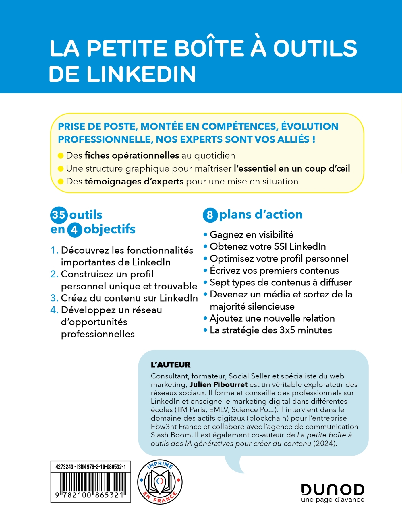 LA PETITE BOITE A OUTILS DE LINKEDIN - 2E ED. - 34 OUTILS ET 8 PLANS D-ACTION - Julien Pibourret - DUNOD