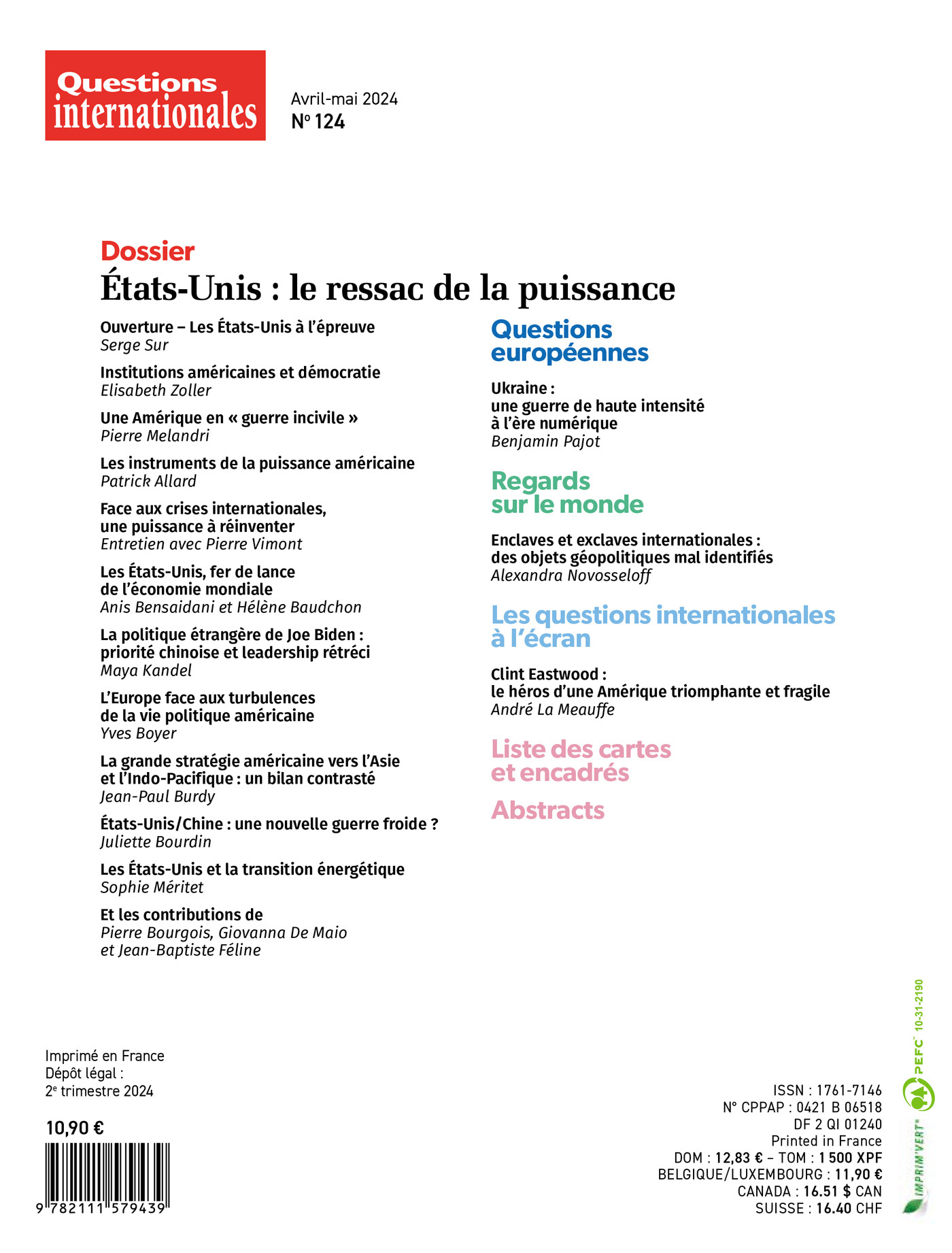 ETATS-UNIS, LE RESSAC DE LA PUISSANCE - N 124 -  La documentation française - DOC FRANCAISE