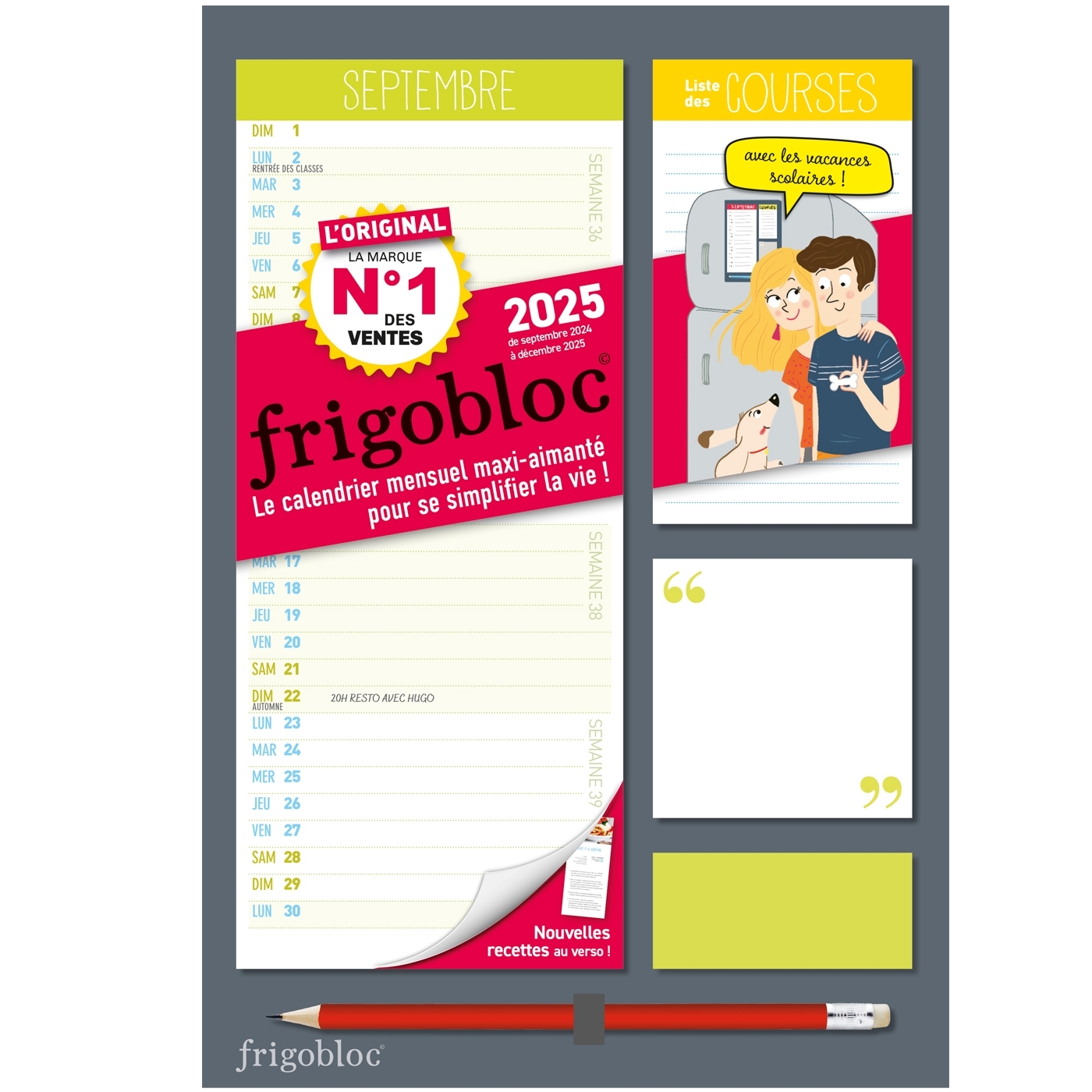 MINI FRIGOBLOC MENSUEL 2025 - CALENDRIER D-ORGANISATION FAMILIALE / MOIS (DE SEPT. 2024 A DEC. 2025) -   - PLAY BAC