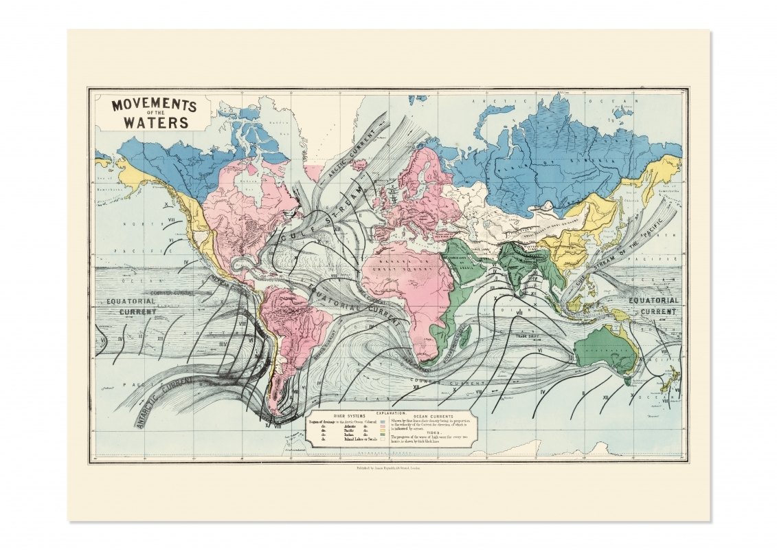 CARTE - MOUVEMENTS DES EAUX - MOVEMENTS OF THE WATERS - James REYNOLDS - RELIEFS