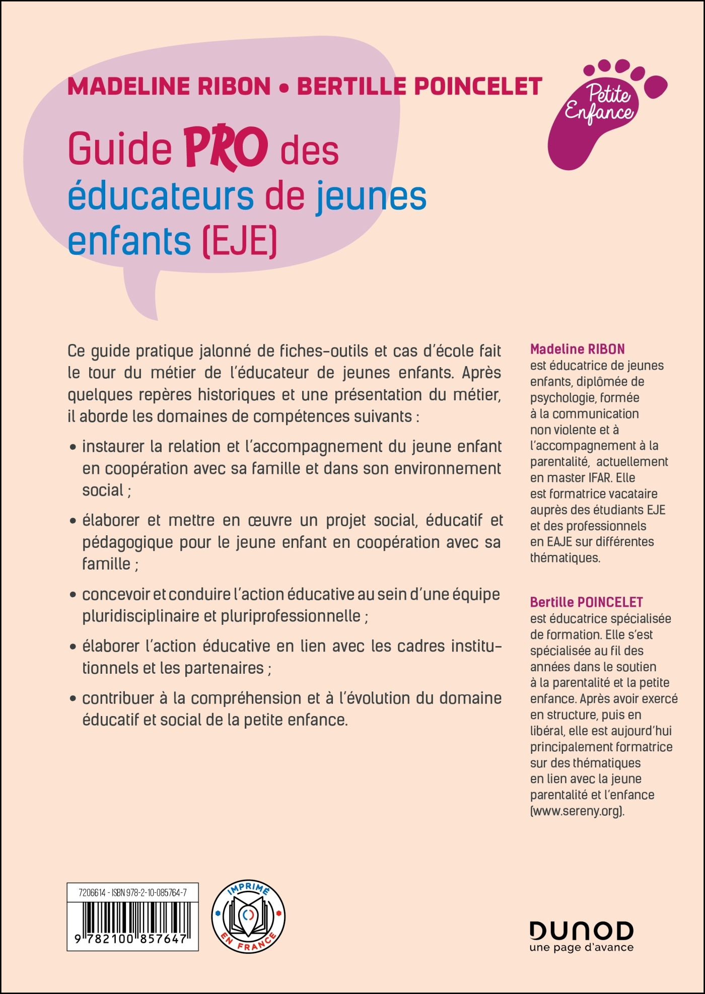 Guide pro des éducateurs de jeunes enfants (EJE) - Madeline Ribon - DUNOD