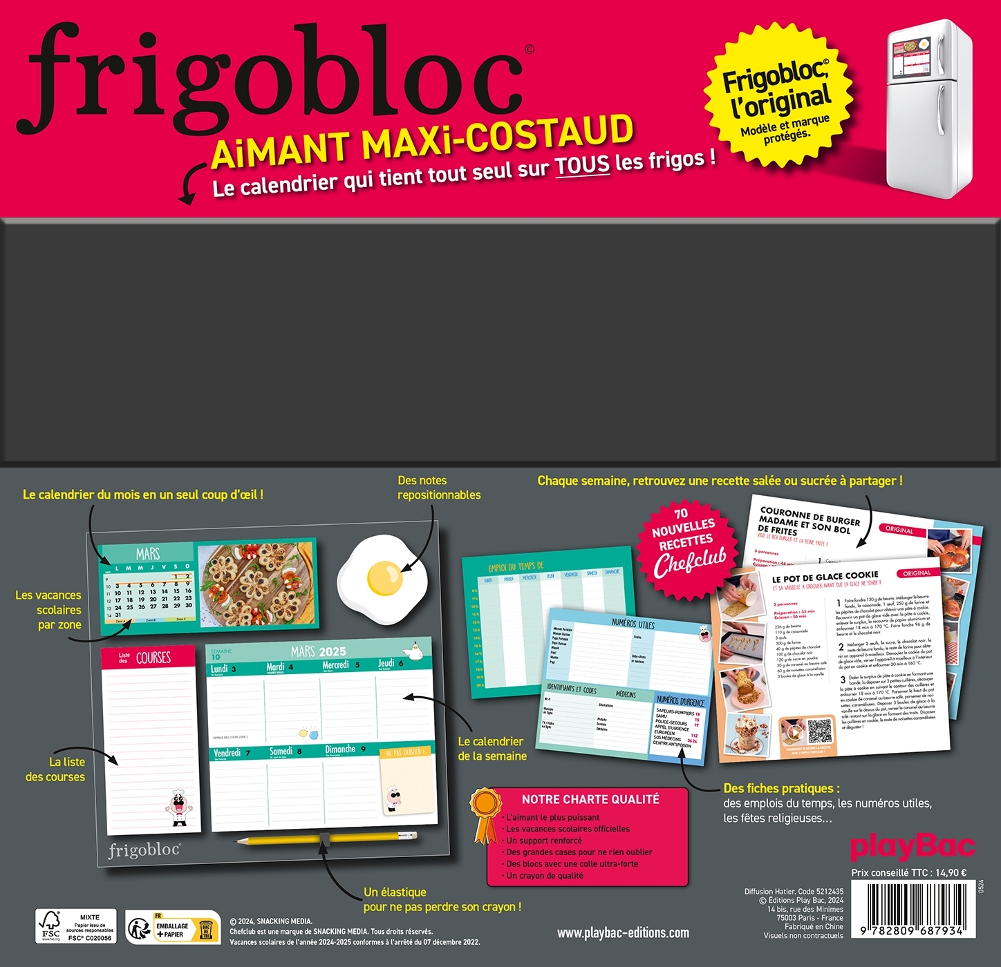 FRIGOBLOC HEBDOMADAIRE 2025 CHEFCLUB (DE SEPT. 2024 A DEC. 2025) -   - PLAY BAC