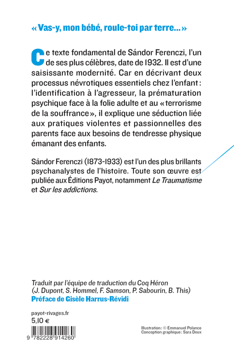 CONFUSION DE LANGUE ENTRE LES ADULTES ET L ENFANT - Sandor Ferenczi - PAYOT