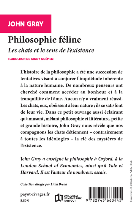 Philosophie féline - John Gray - RIVAGES