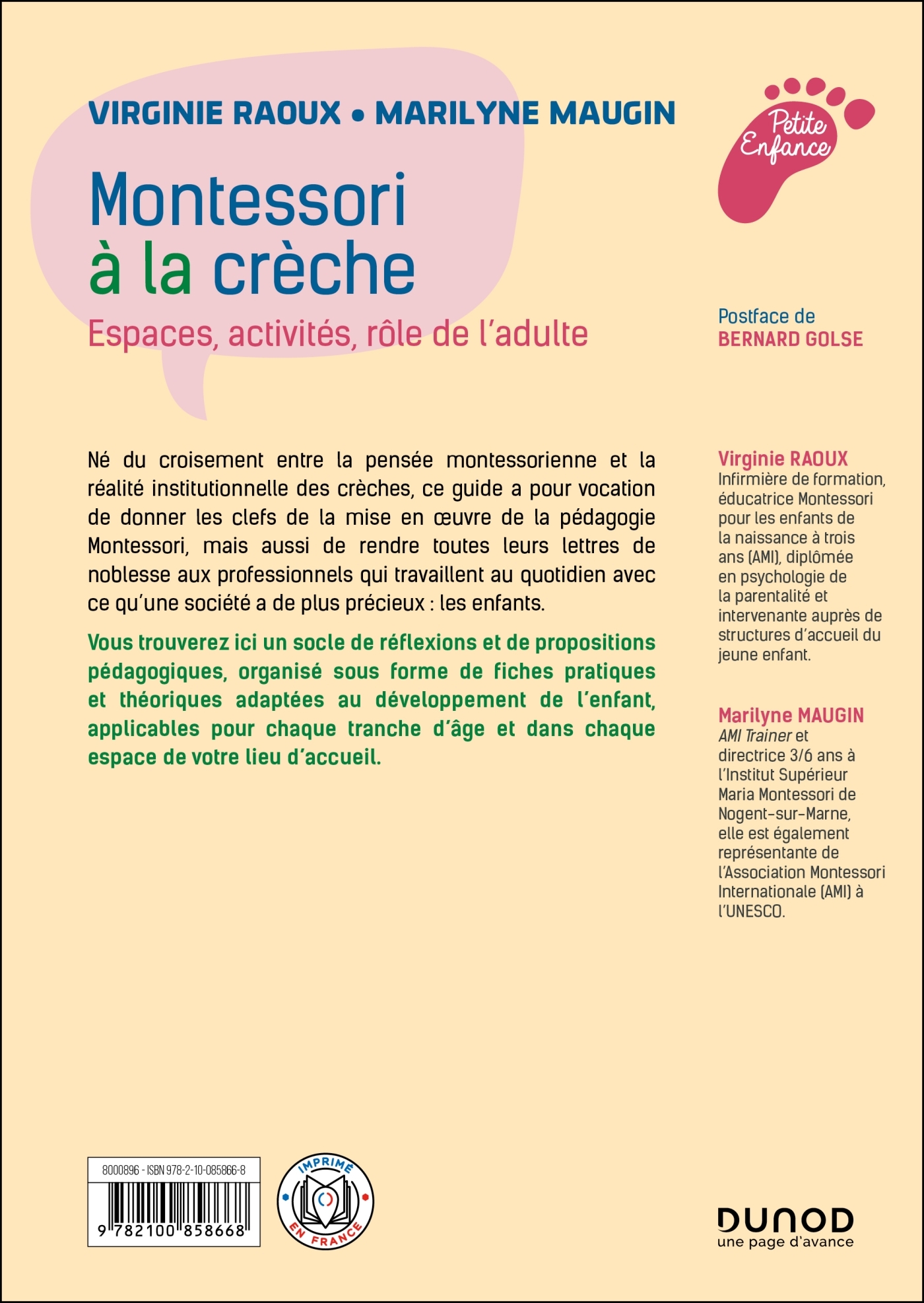 MONTESSORI A LA CRECHE - C-EST POSSIBLE, ON VOUS DIT COMMENT ! - Virginie Raoux - DUNOD