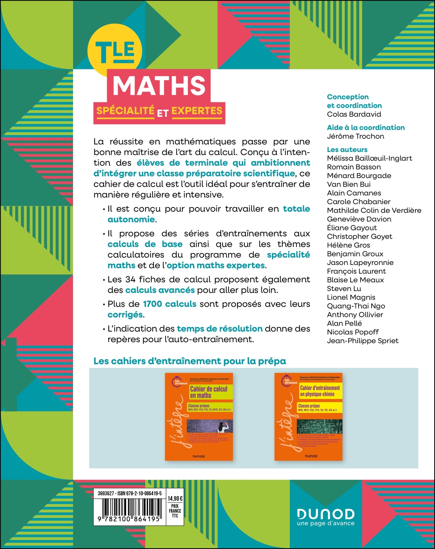 CAHIER DE CALCUL EN MATHS TERMINALE - SPECIALITE MATHS ET MATHS EXPERTES, EN ROUTE POUR LA PREPA - Colas Bardavid - DUNOD