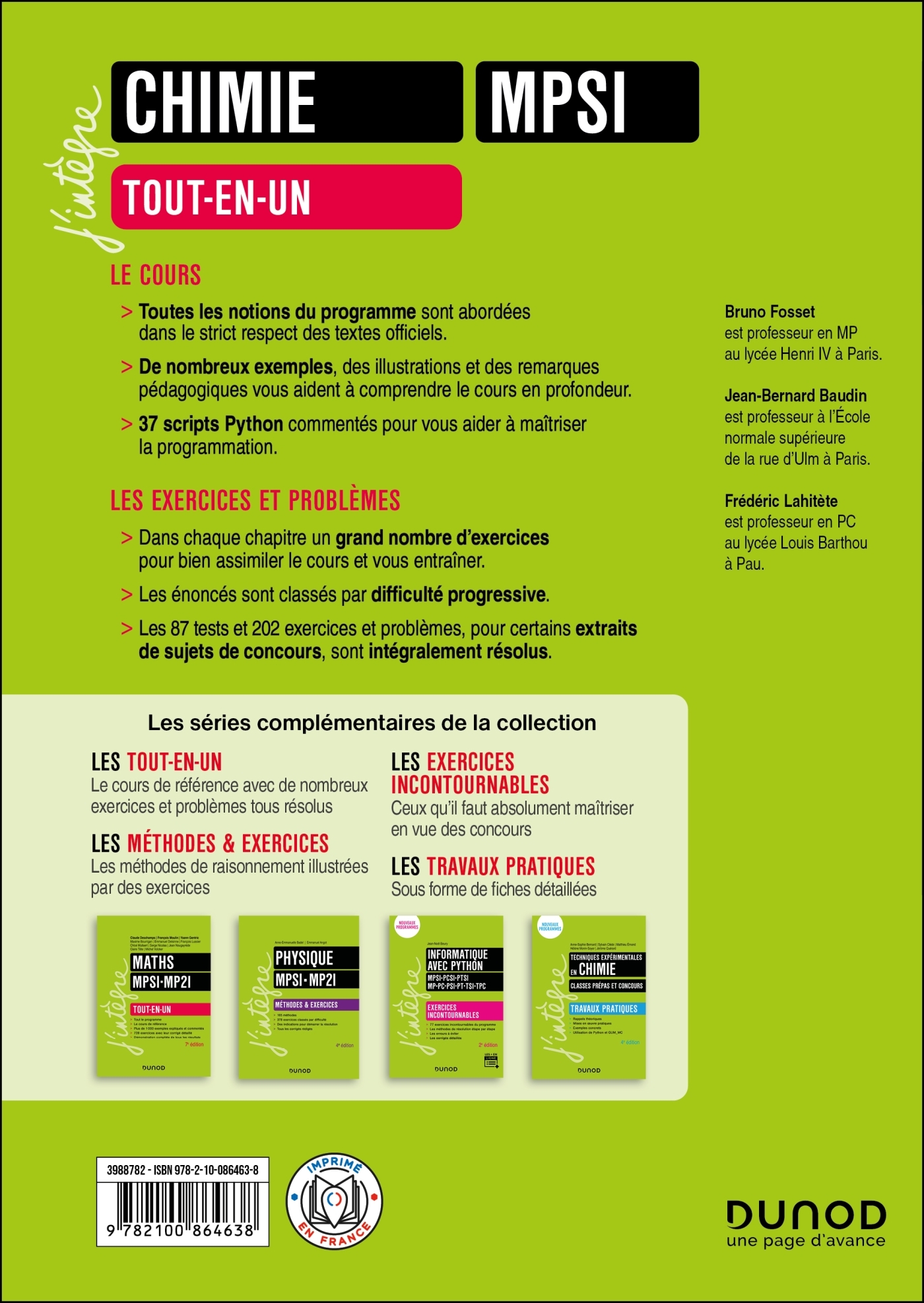 CHIMIE TOUT-EN-UN MPSI - 3E ED. - Bruno Fosset - DUNOD