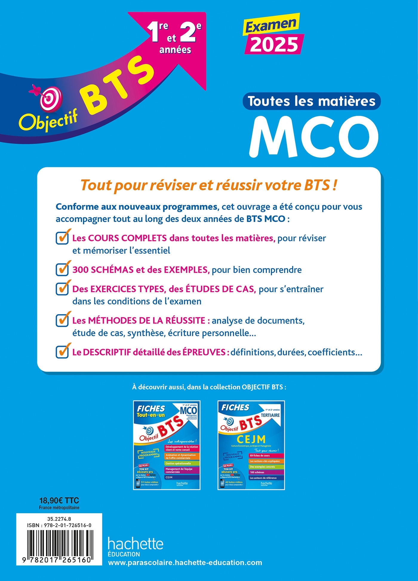 OBJECTIF BTS MCO (1RE ET 2E ANNEES) - TOUTES LES MATIERES, EXAMEN 2025 - Bruno Bonnefous - HACHETTE EDUC