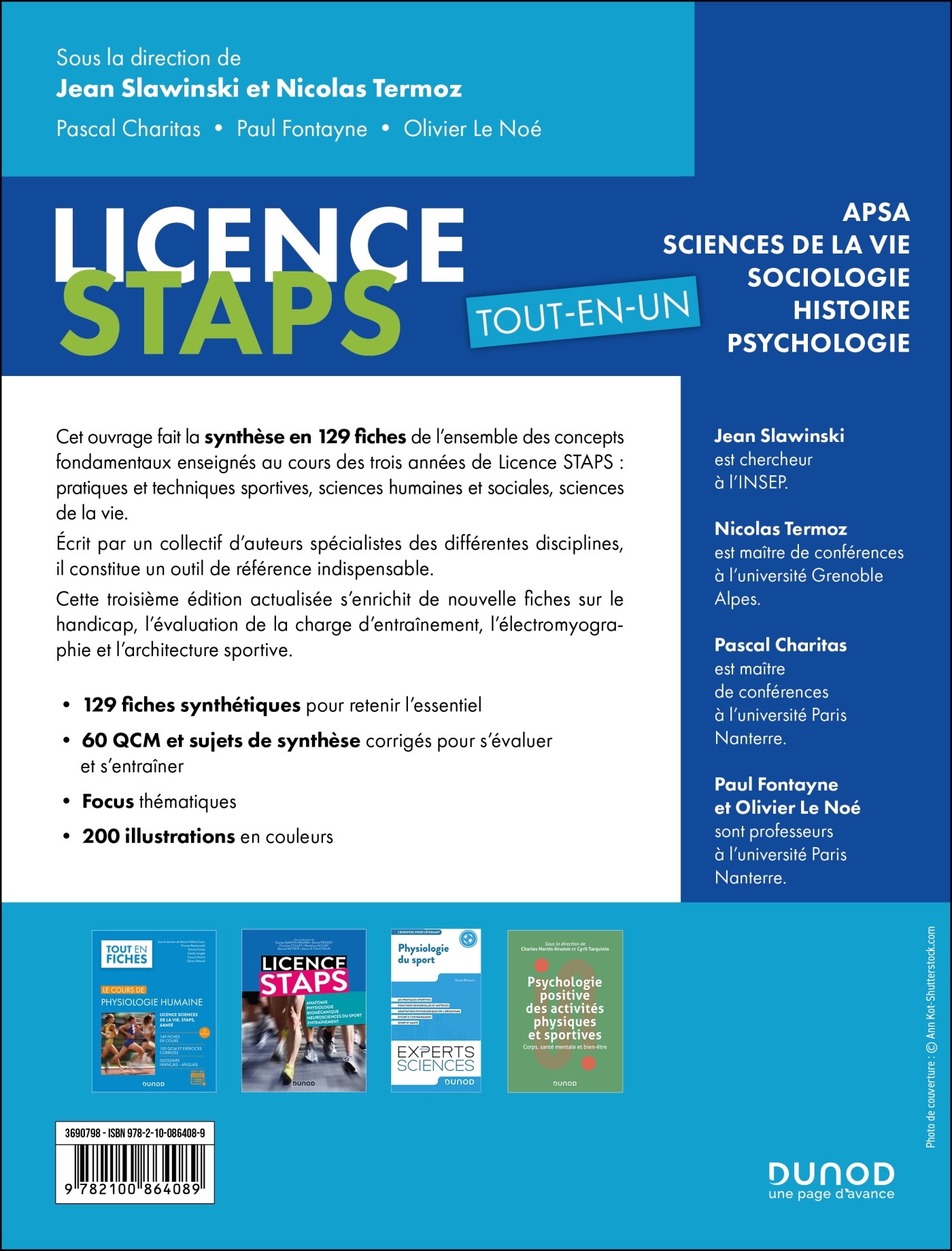 LICENCE STAPS TOUT EN UN - 3E ED - 130 FICHES DE COURS, 60 QCM ET SUJETS DE SYNTHESE - Jean Slawinski - DUNOD