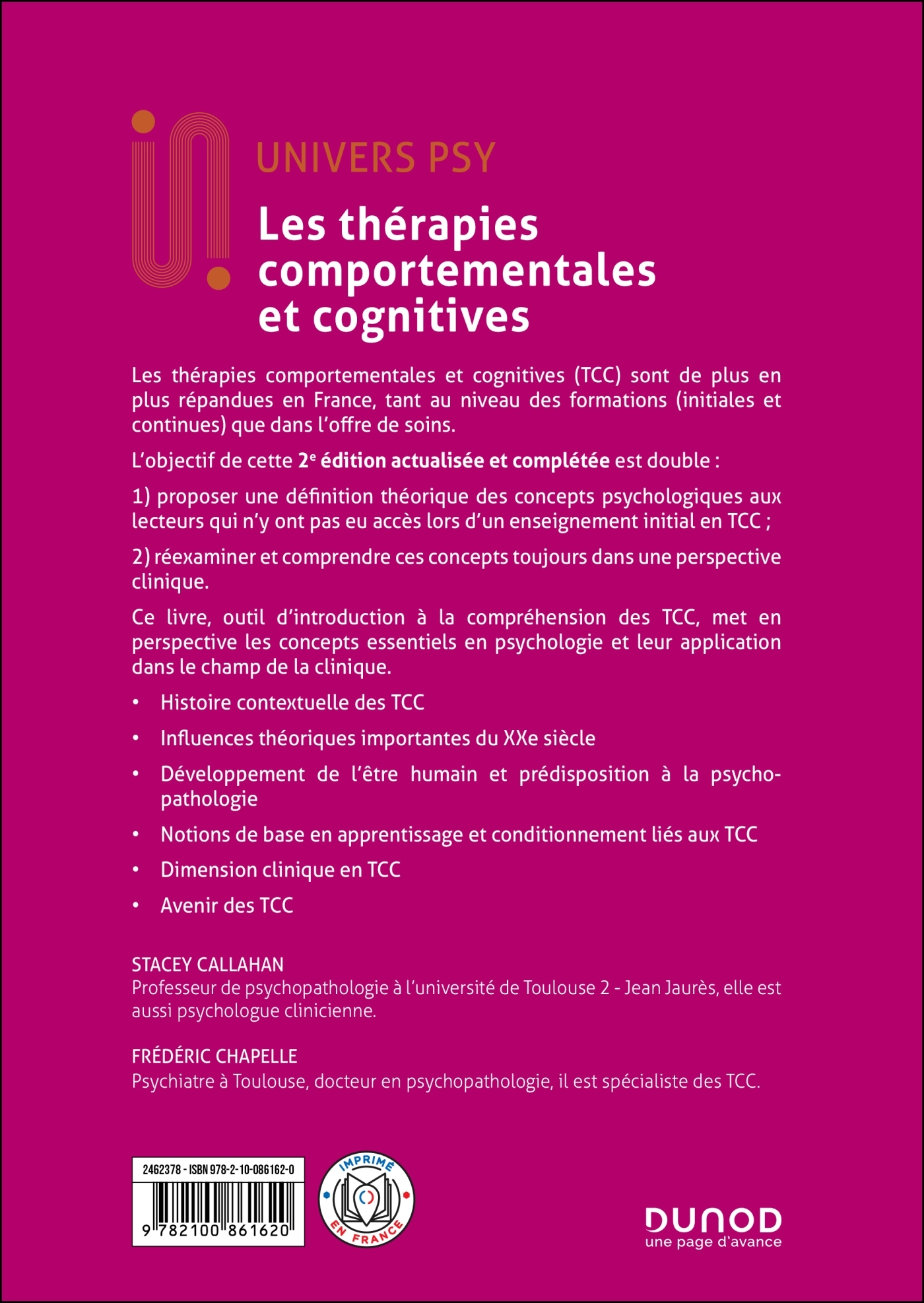 LES THERAPIES COMPORTEMENTALES ET COGNITIVES - 2E ED. - FONDEMENTS THEORIQUES ET APPLICATIONS CLINIQ - Stacey Callahan - DUNOD