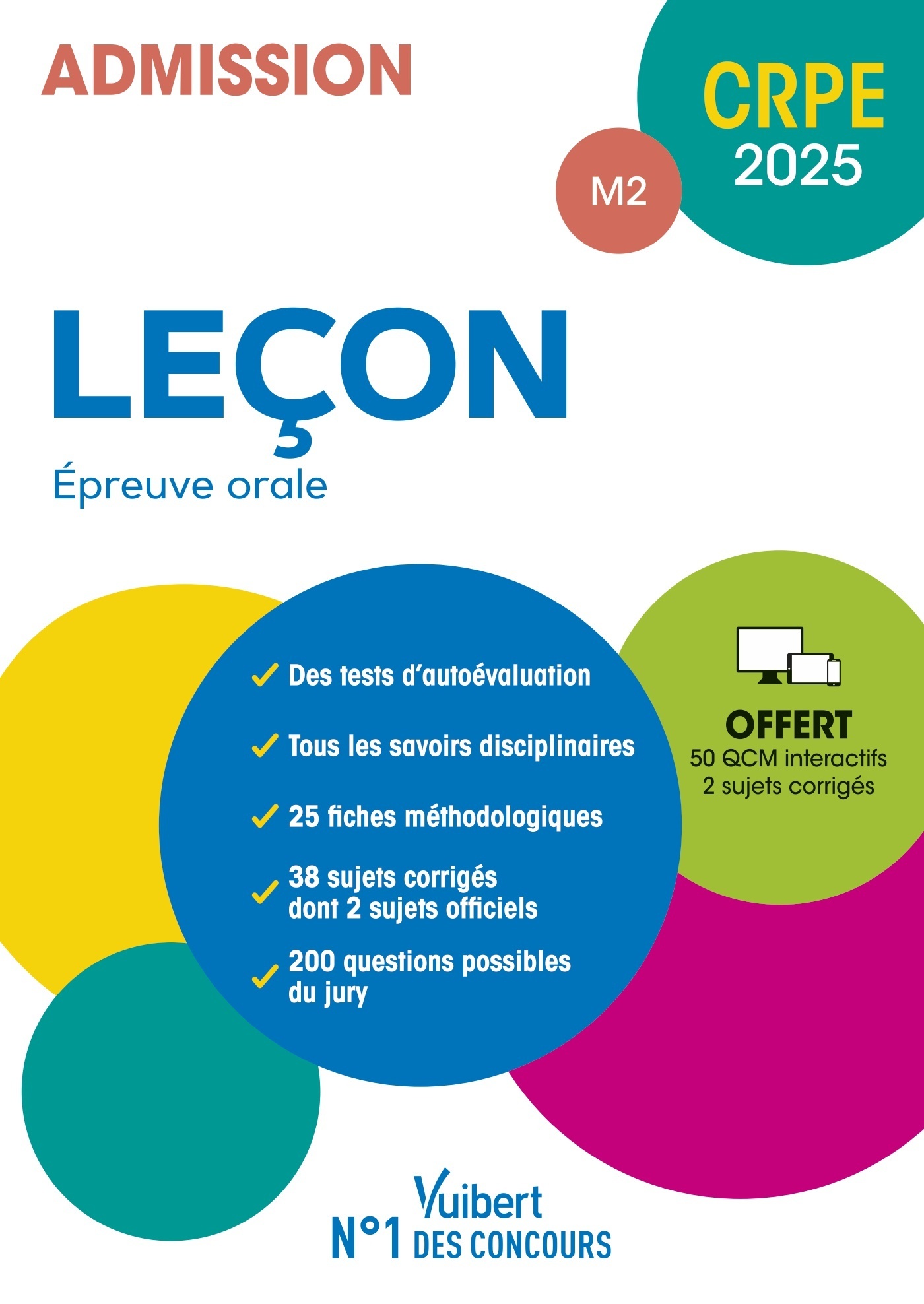 CRPE 2025 - LECON - EPREUVE ORALE (M2) - MANUEL (38 SUJETS CORRIGES) + 50 QCM INTERACTIFS - Eve Santhune - VUIBERT