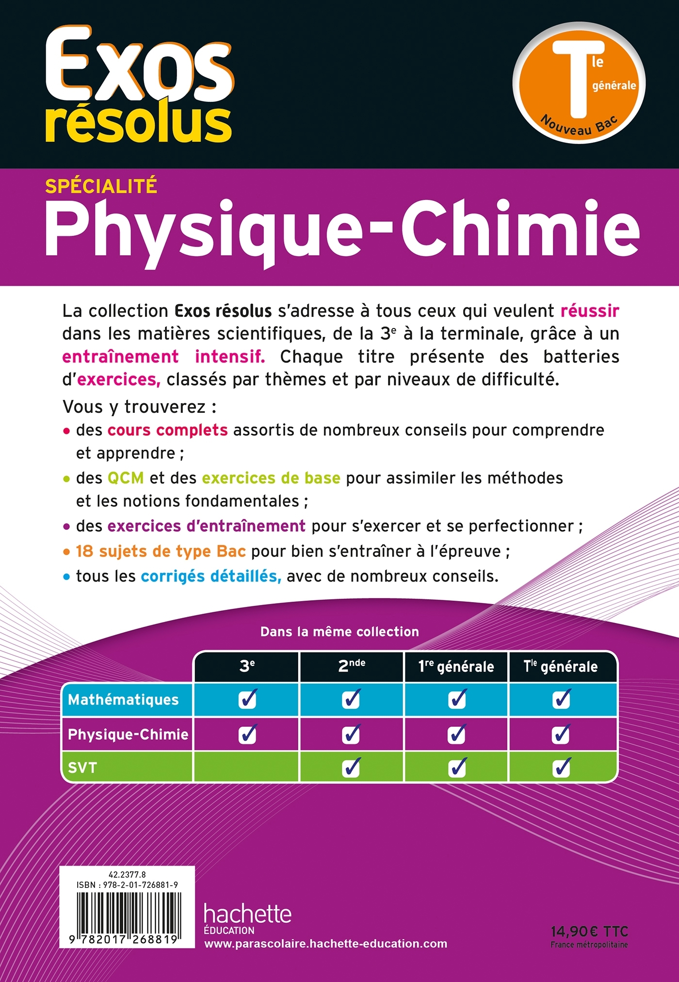 Exos résolus spécialité Physique-Chimie Tle - Frédérique De La Baume - HACHETTE EDUC