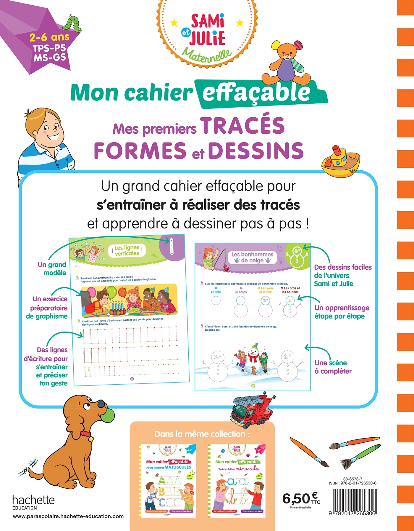 Sami et Julie Maternelle - Mon cahier effaçable - Mes premiers tracés, formes et dessins (2-6 ans) - Alain Boyer - HACHETTE EDUC