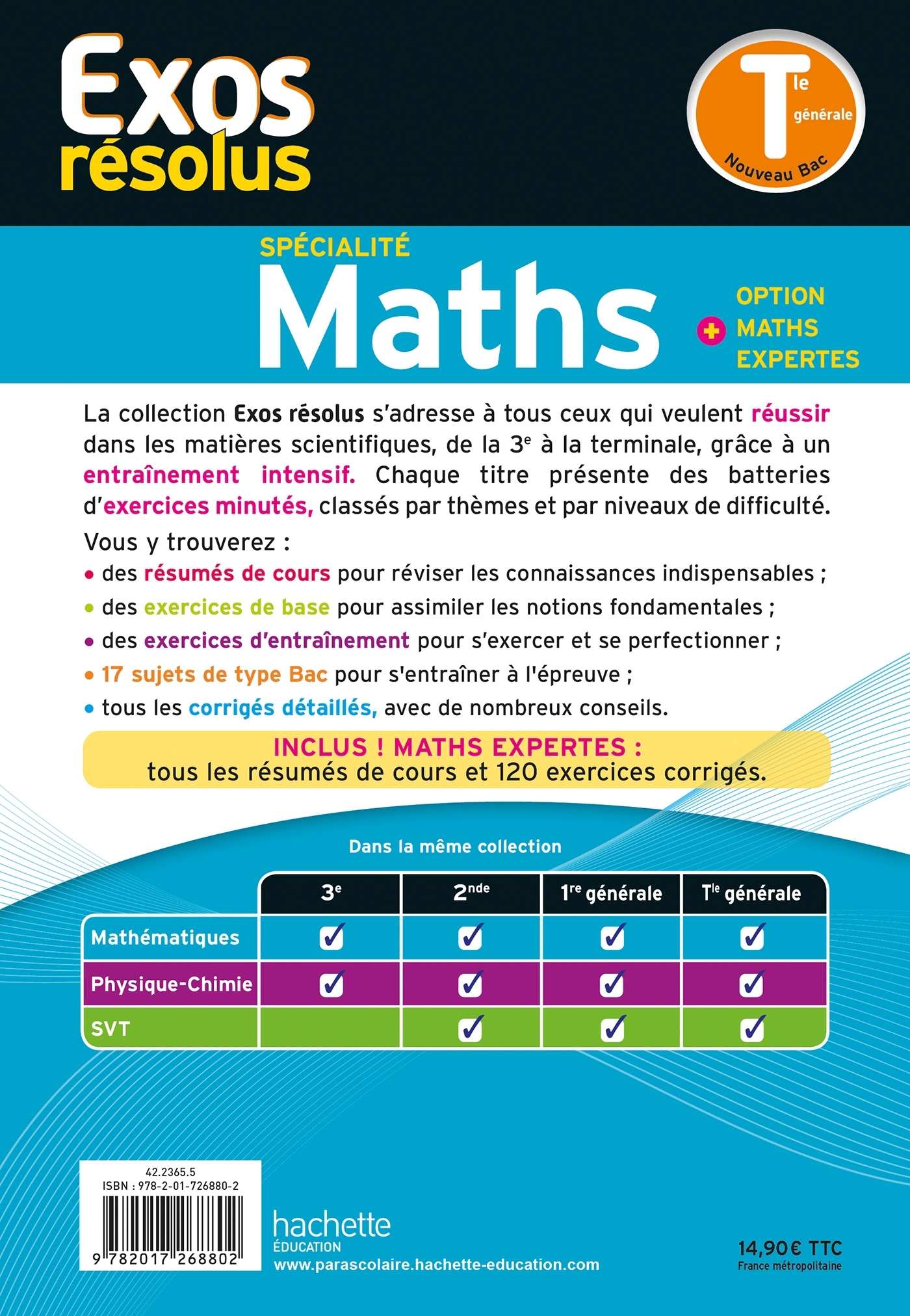 Exos résolus spécialité Maths + Option Maths expertes Tle - Claudine Renard - HACHETTE EDUC