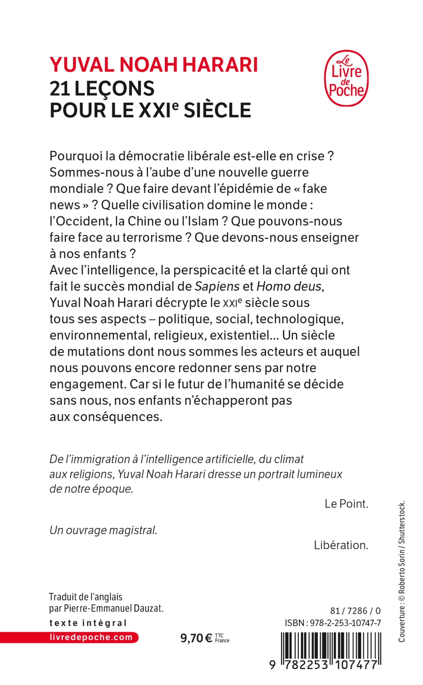 21 LECONS POUR LE XXIE SIECLE - Yuval Noah Harari - LGF