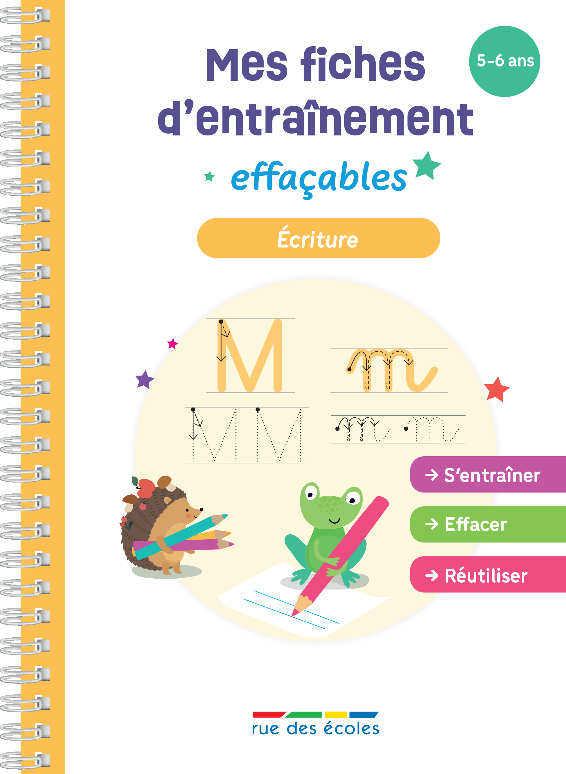 Mes fiches d'entraînement effaçables - Écriture - 5-6 ans -  Collectif - RUE DES ECOLES