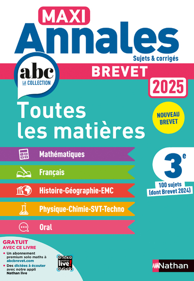 Maxi Annales Brevet 2025 - Corrigé - Thomas Bouhours - NATHAN