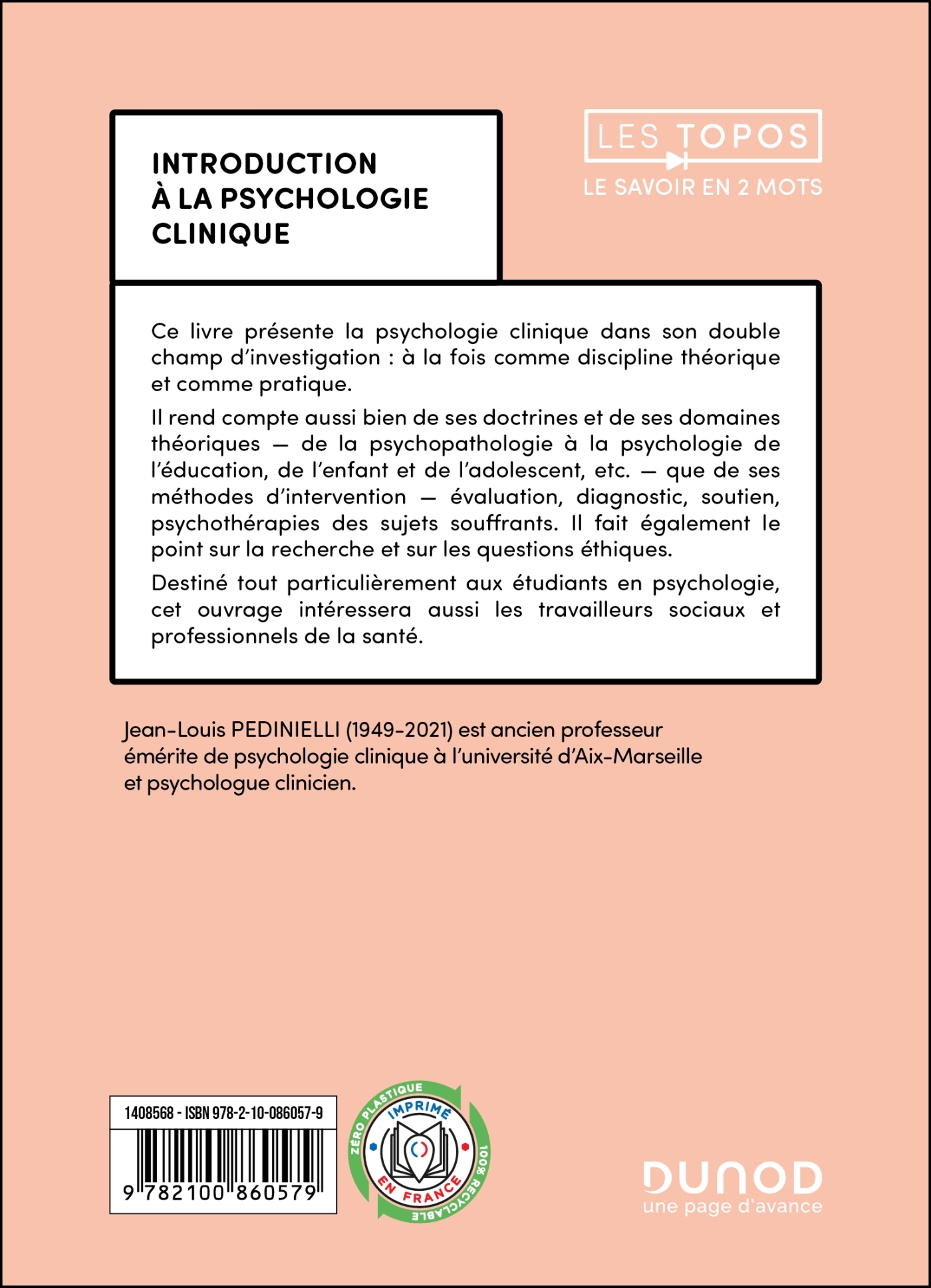 Introduction à la psychologie clinique - 4e éd. - Jean-Louis Pedinielli - DUNOD