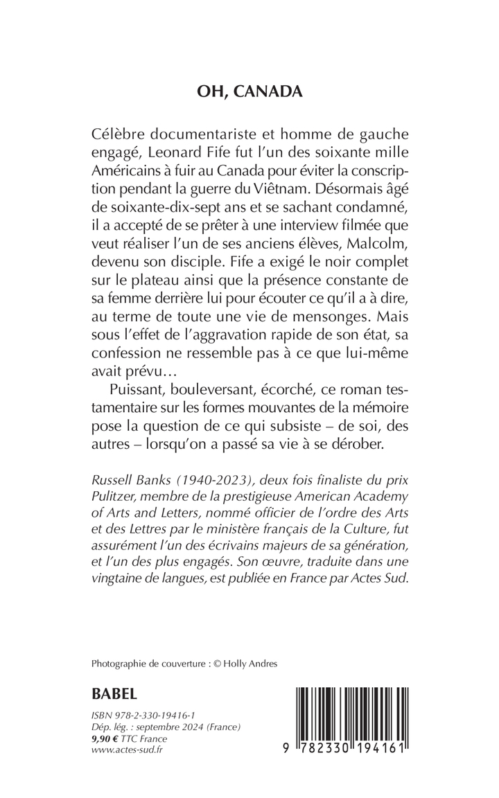 Oh, Canada - Russell Banks - ACTES SUD