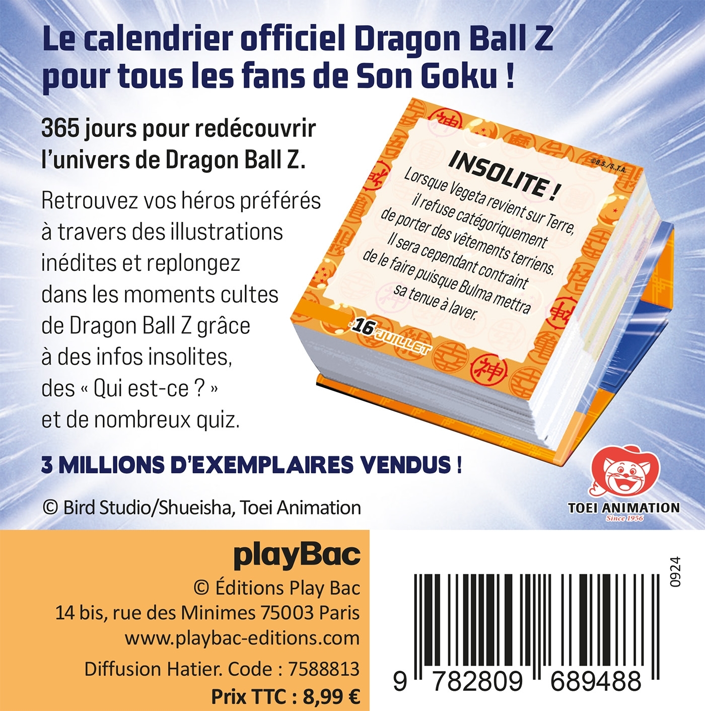 Mini calendrier 365 jours avec Dragon Ball Z -   - PLAY BAC