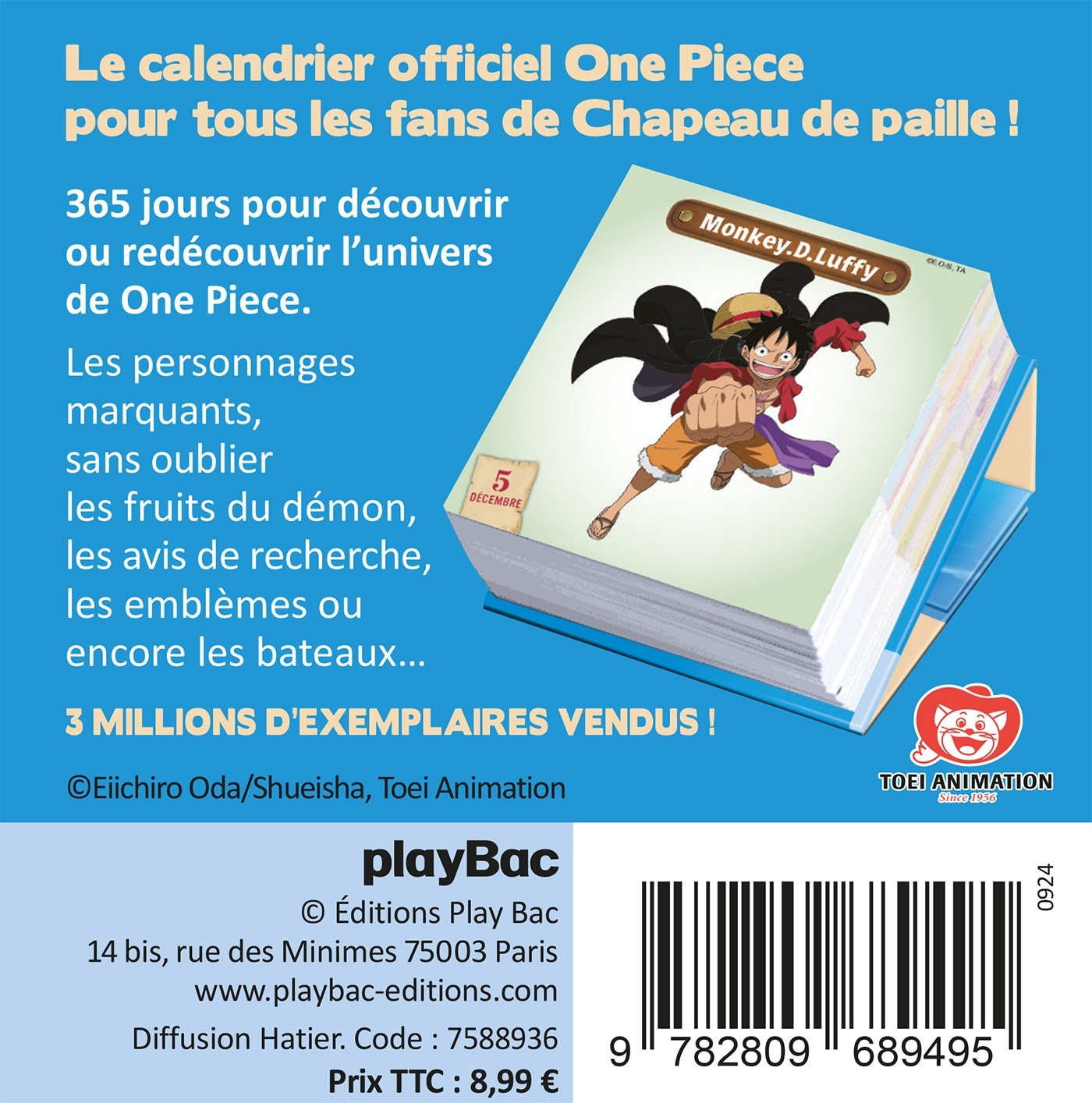 Mini calendrier 365 jours avec One Piece -   - PLAY BAC