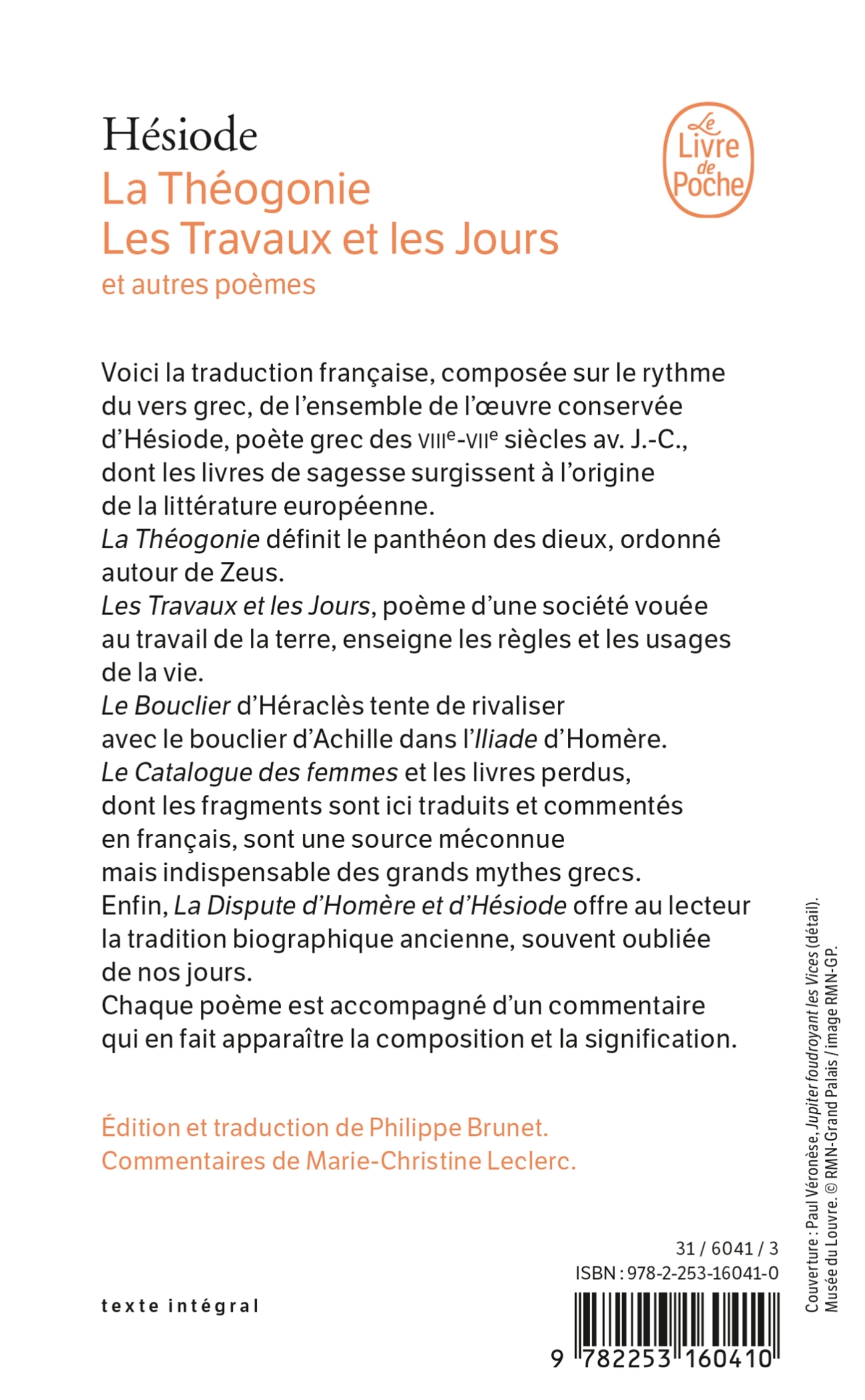 La Théogonie, Les Travaux et les jours et autres poèmes -  Hésiode - LGF