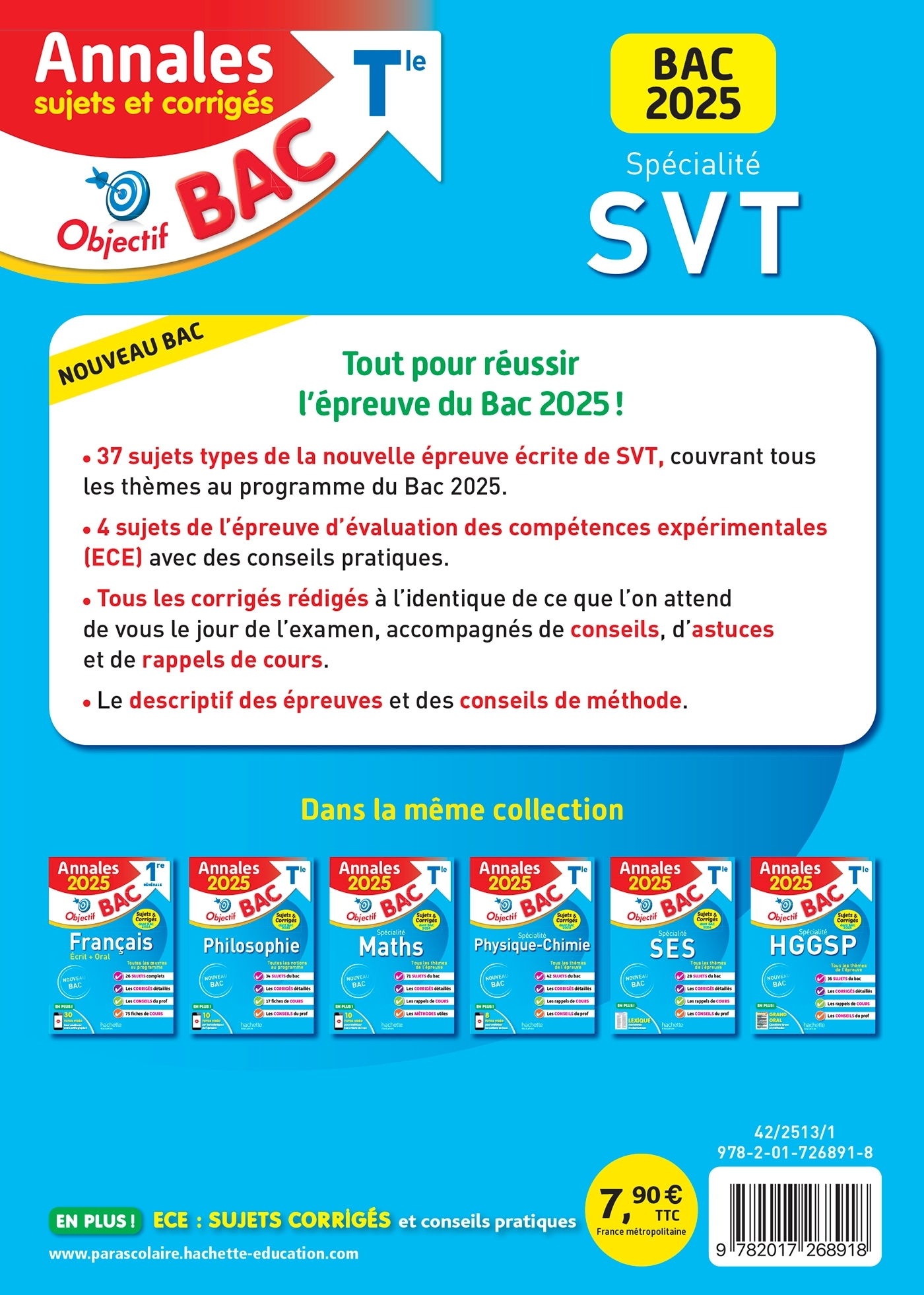 Annales Objectif BAC 2025 - Spécialité SVT Tle - sujets et corrigés - Patrice Delguel - HACHETTE EDUC