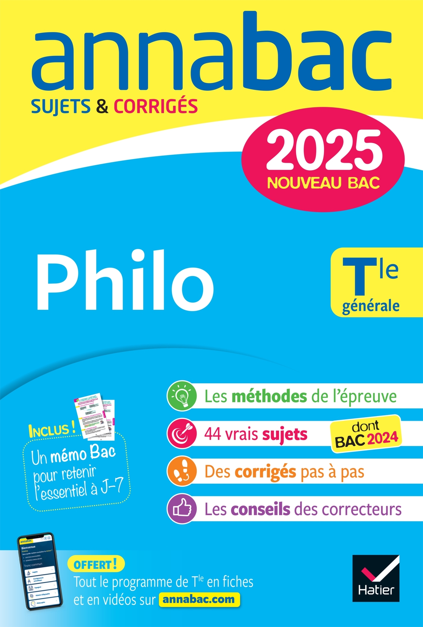 Annales du bac Annabac 2025 Philo Tle générale - Sabrina Cerqueira - HATIER