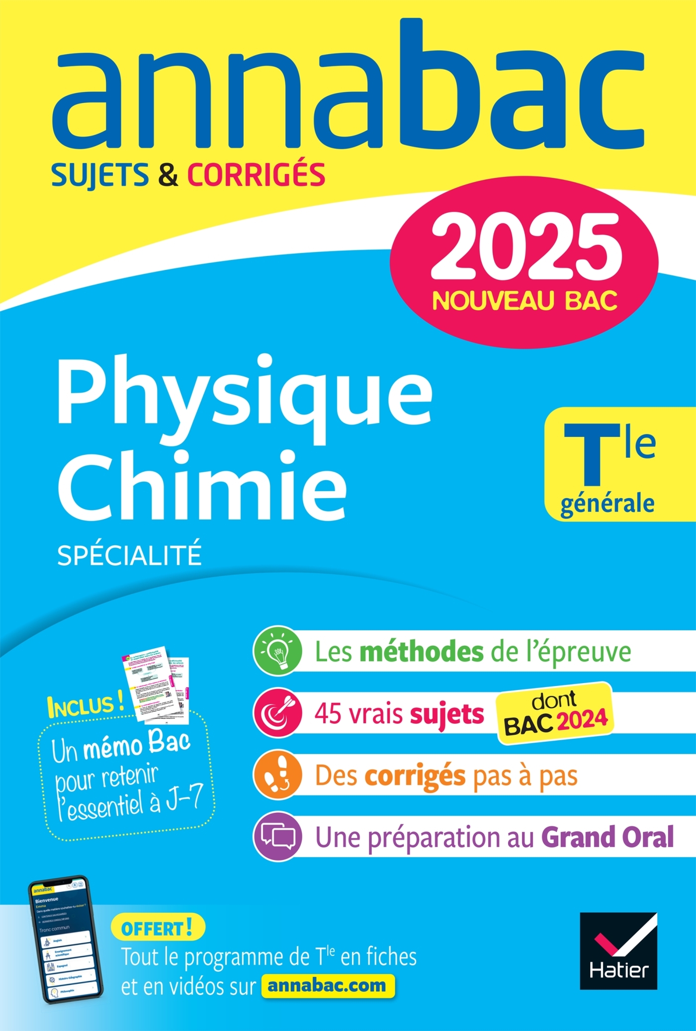 Annales du bac Annabac 2025 Physique-Chimie Tle générale (spécialité) - Jérôme Fréret - HATIER