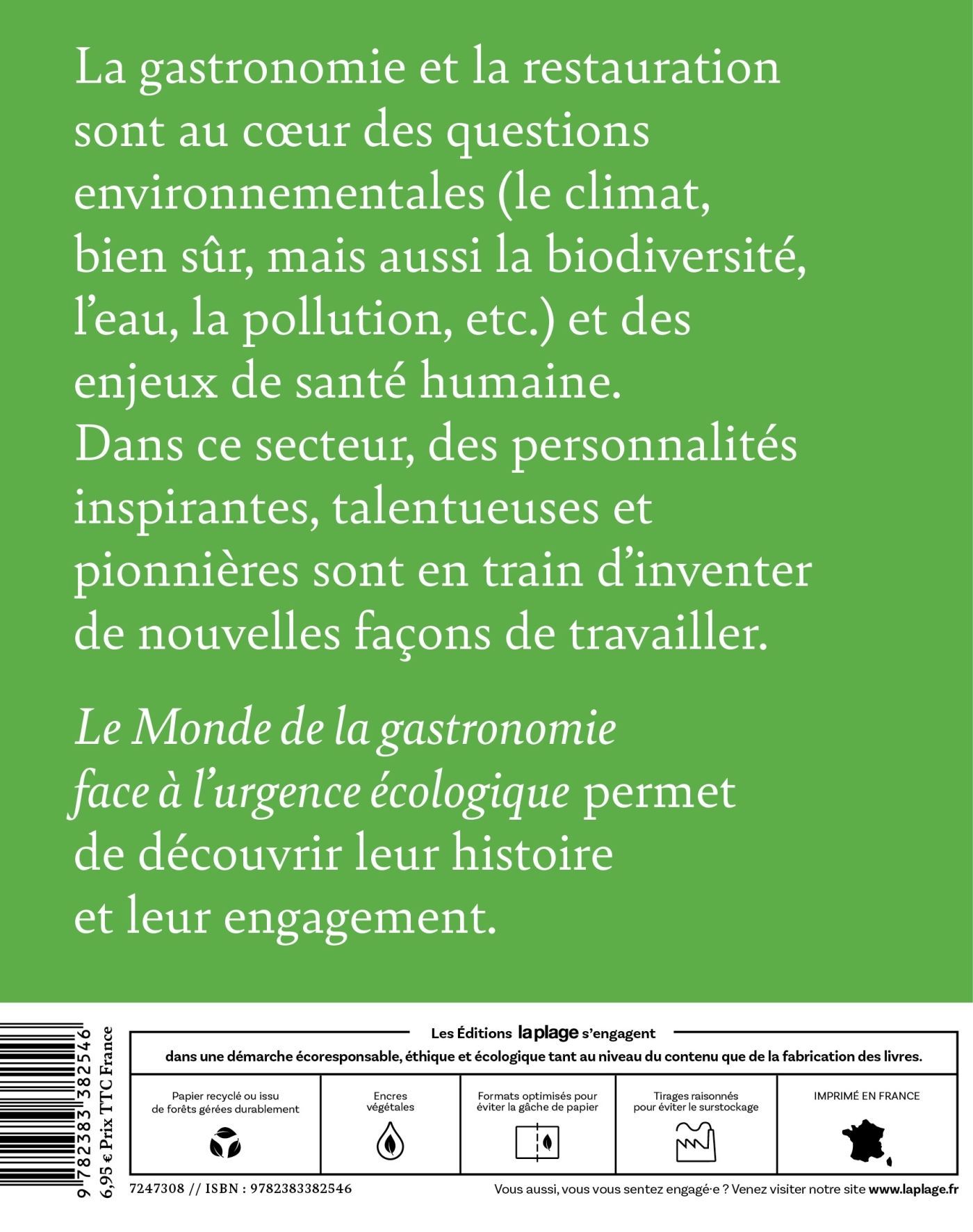 Le monde de la gastronomie face à l'urgence écologique - Collectif d'auteurs Collectif d'auteurs - LA PLAGE