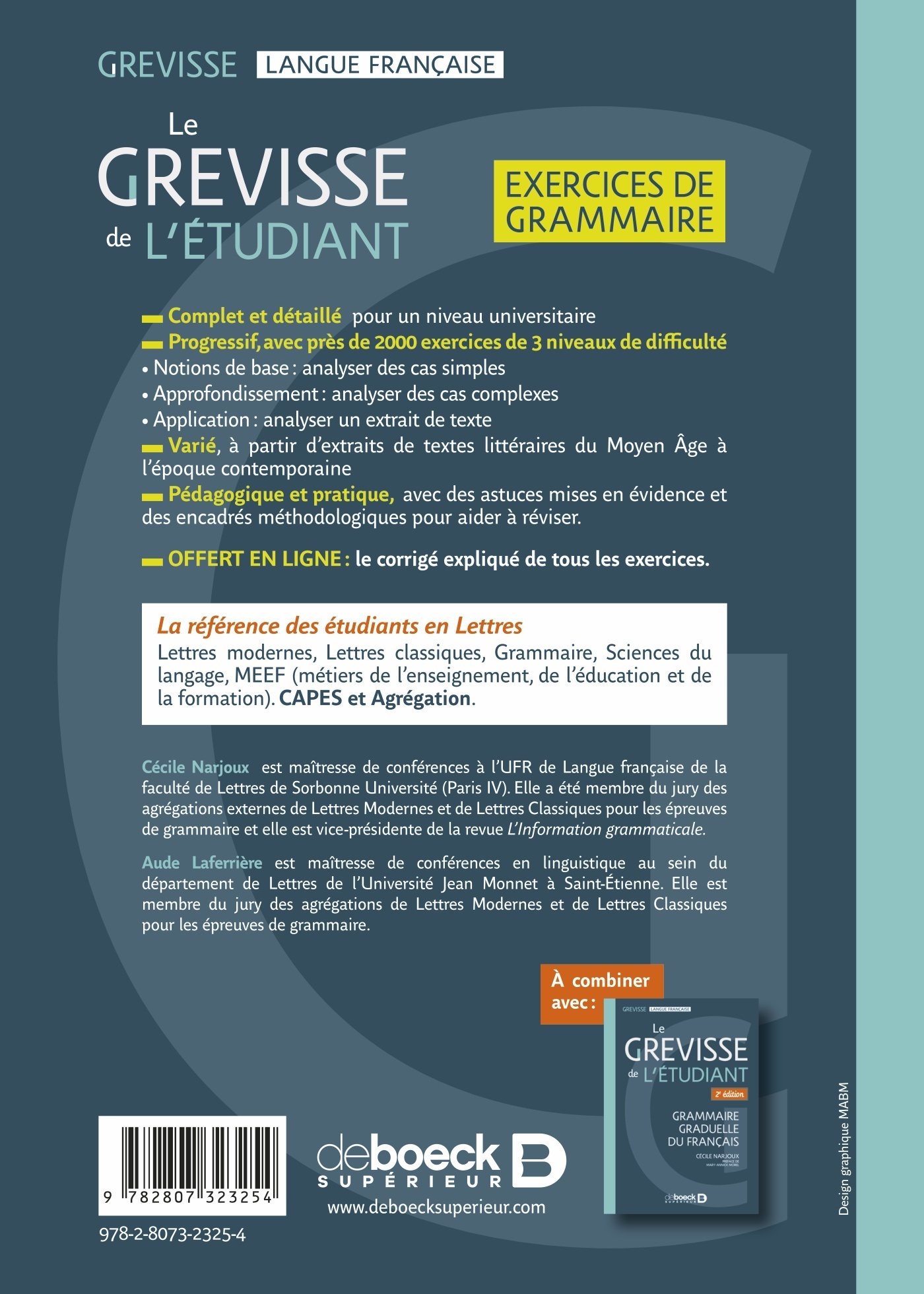 Le Grevisse de l'étudiant - Exercices de grammaire - Cécile Narjoux - DE BOECK SUP