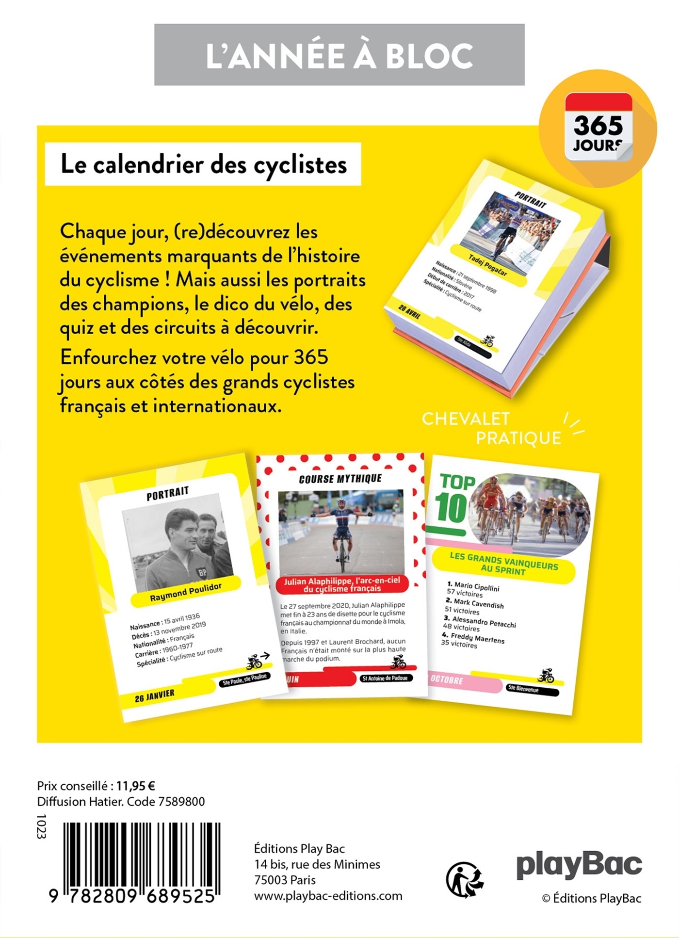 Calendrier Passion Vélo en 365 jours - L'ANNÉE À BLOC -   - PLAY BAC