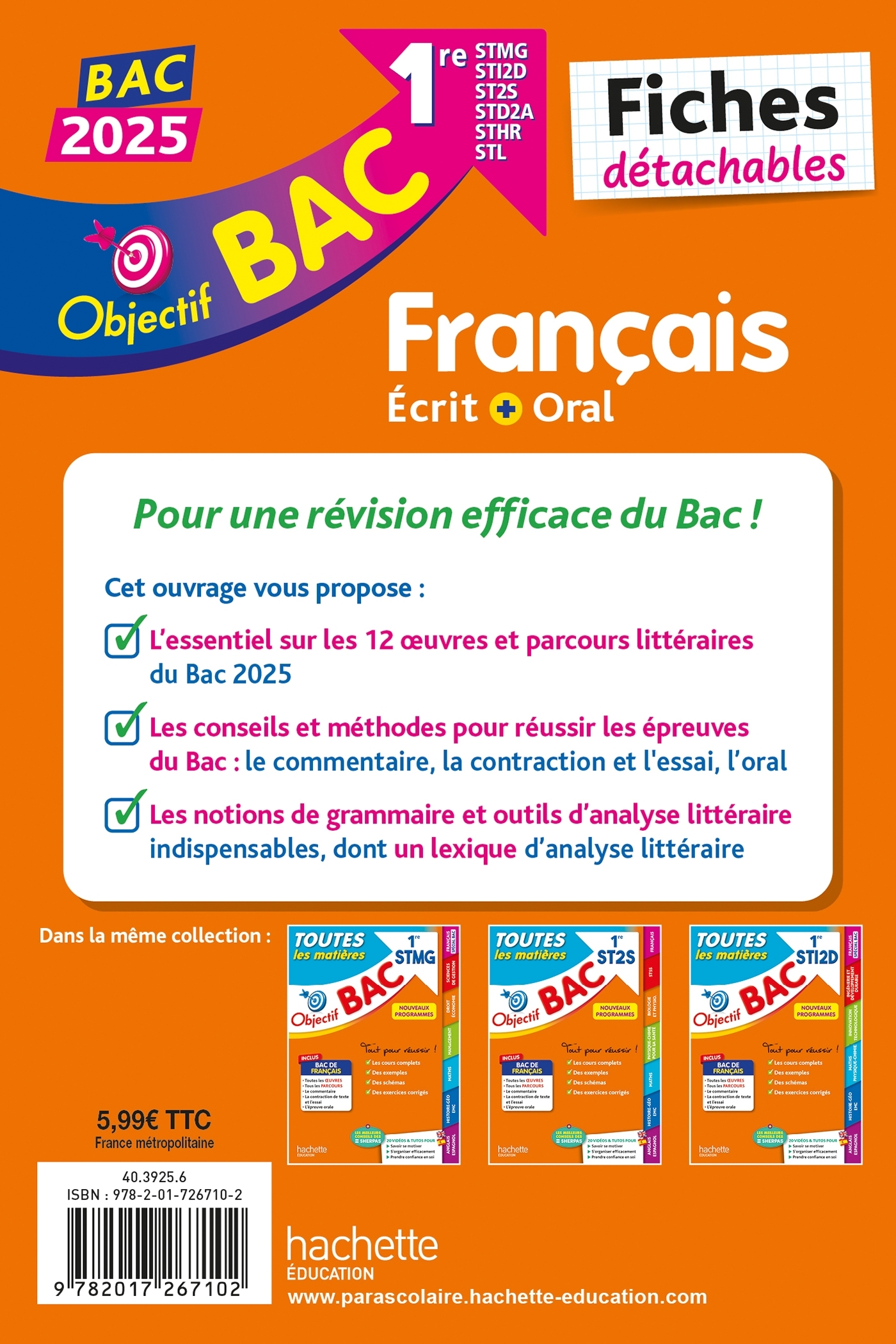 OBJECTIF BAC 2025 FICHES DETACHABLES FRANCAIS 1RES STMG - STI2D - ST2S - STL - STD2A - STHR, BAC 202 - Amélie Pinçon - HACHETTE EDUC