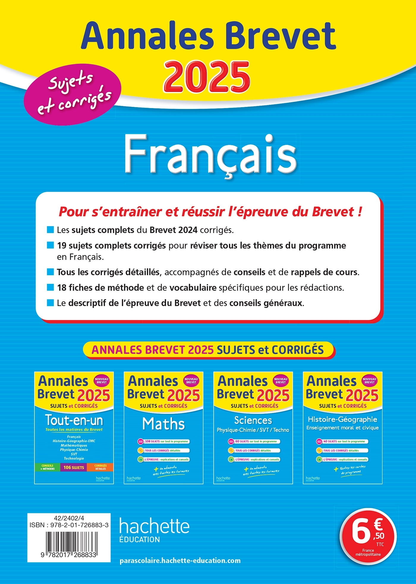 ANNALES BREVET 2025 - FRANCAIS - Brigitte Réauté - HACHETTE EDUC