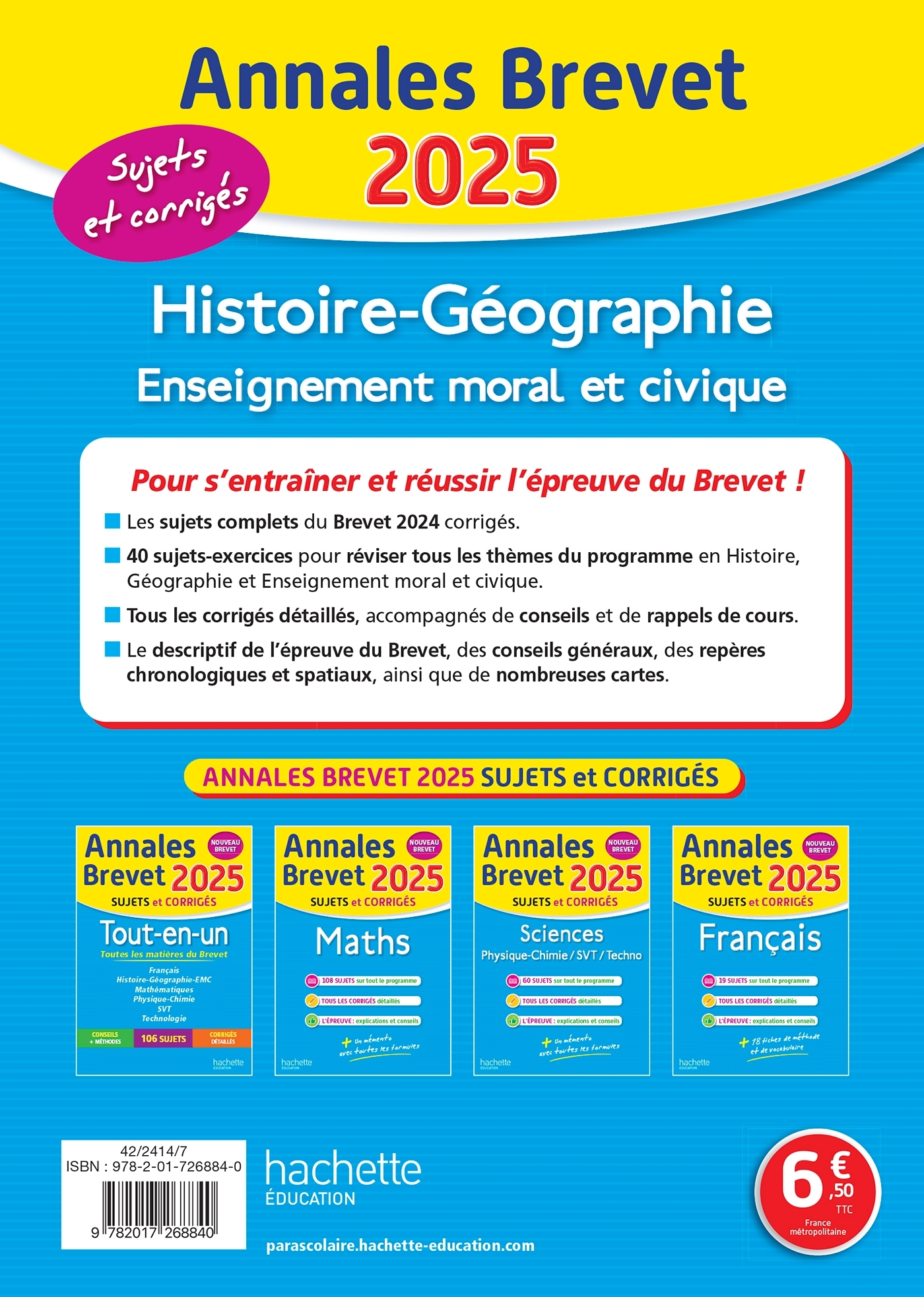 ANNALES BREVET 2025 - HISTOIRE-GEO-EMC - Christophe Saïsse - HACHETTE EDUC