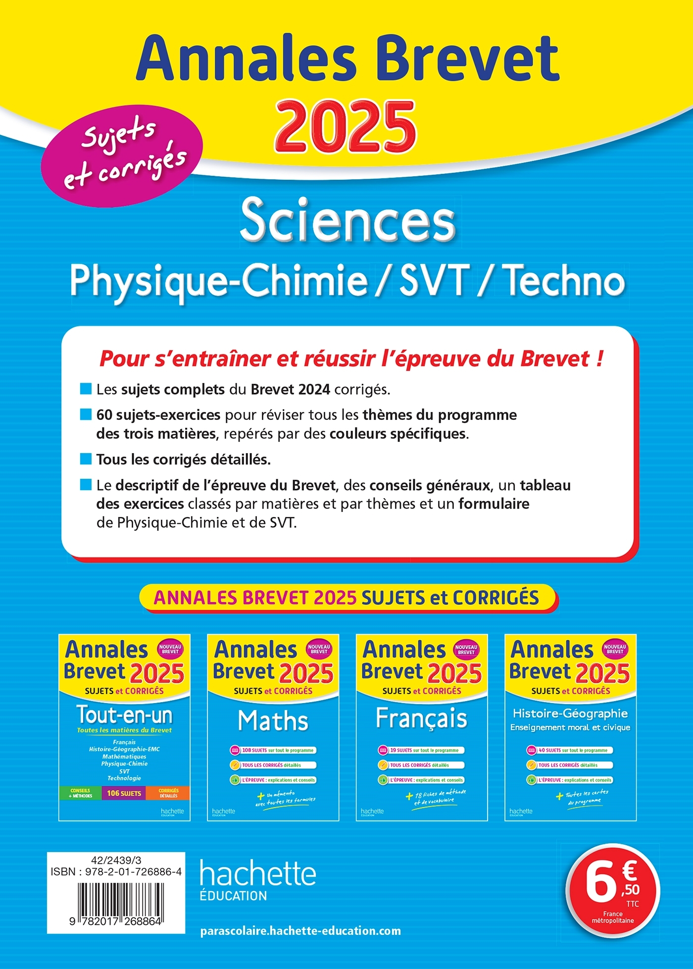 ANNALES BREVET 2025 - SCI / SCIENCES - Sébastien Dessaint - HACHETTE EDUC