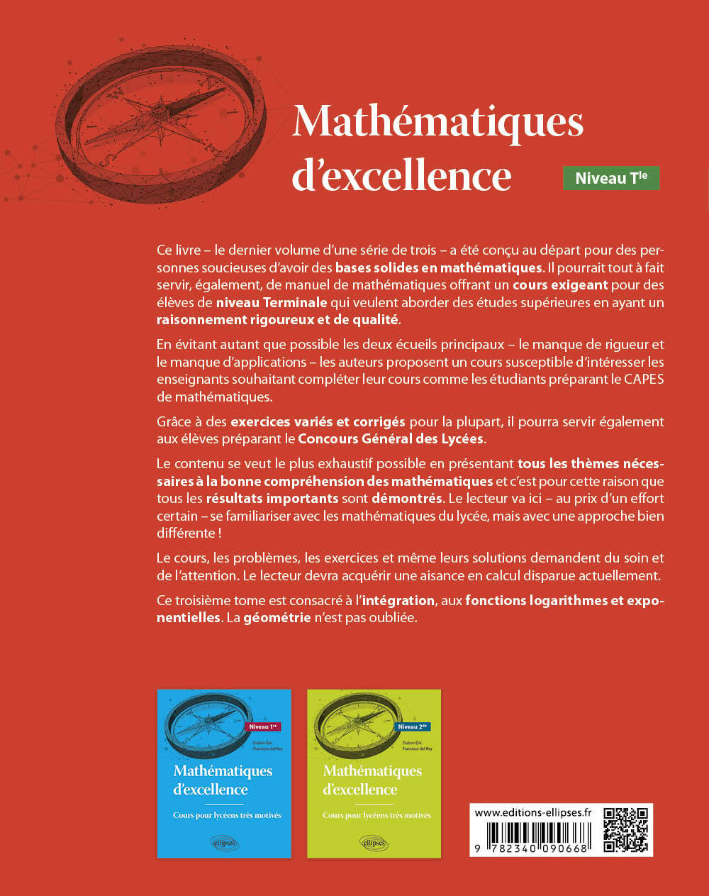 MATHEMATIQUES D-EXCELLENCE - NIVEAU TERMINALE - COURS POUR LYCEENS TRES MOTIVES - Éric Dubon - ELLIPSES