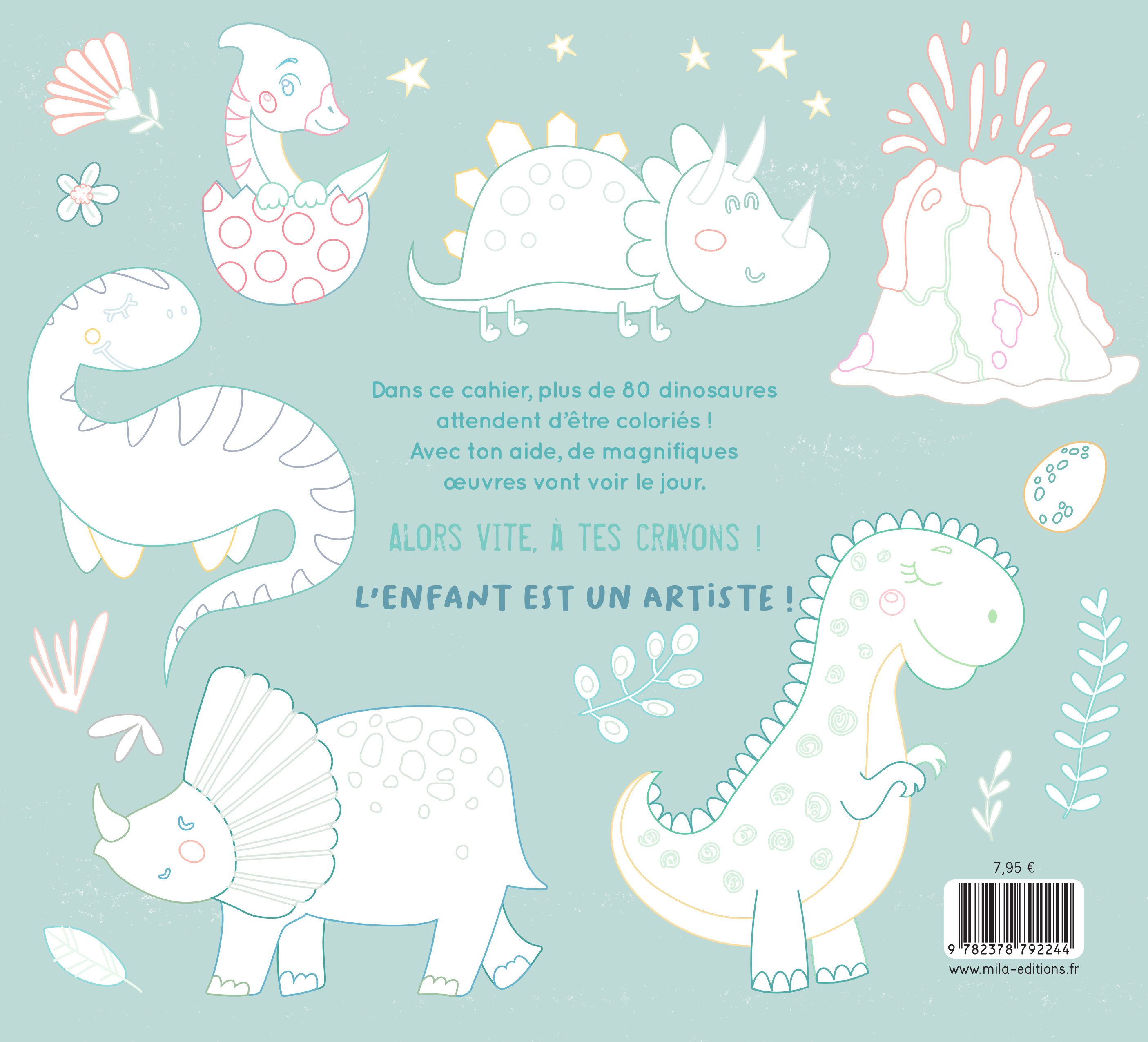 MON GROS CAHIER DE DINOSAURES A COLORIER -  Collectif - MILA