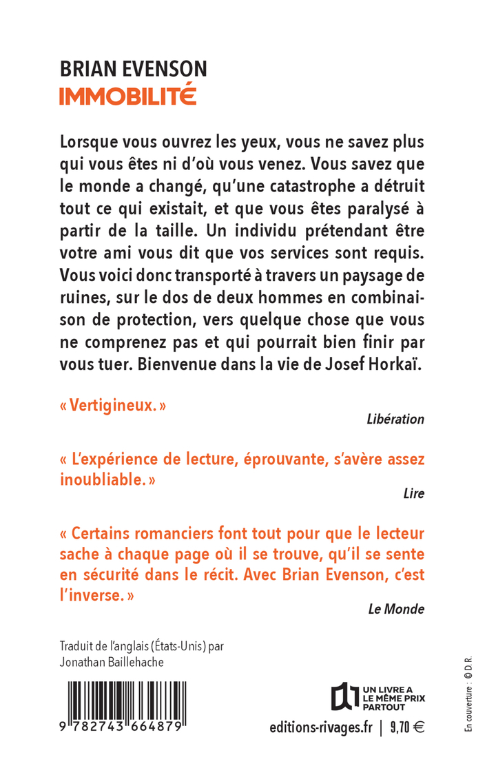 Immobilité - Brian Evenson - RIVAGES