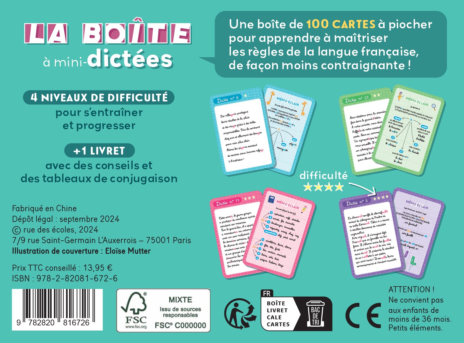 La boîte à mini-dictées - CE2-CM1-CM2 - Camille  Denoël - RUE DES ECOLES