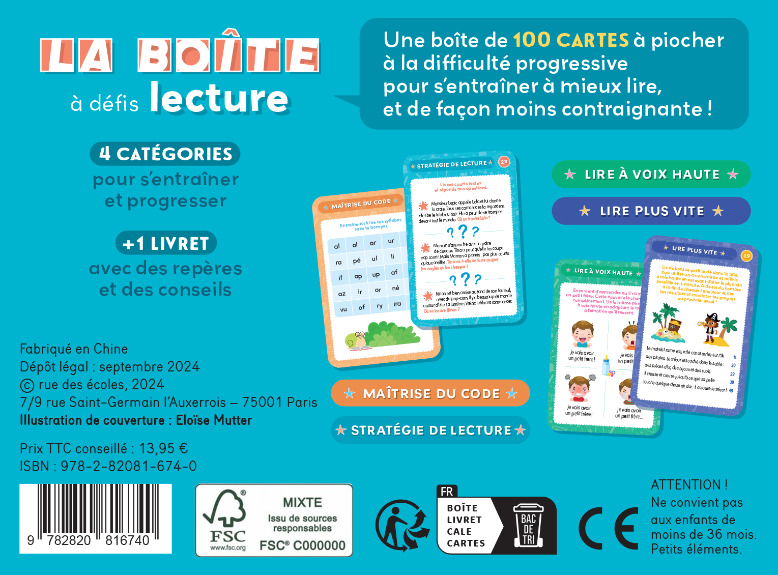 La boîte à défis lecture : lire mieux et plus vite - CP-CE1 - Camille  Denoël - RUE DES ECOLES