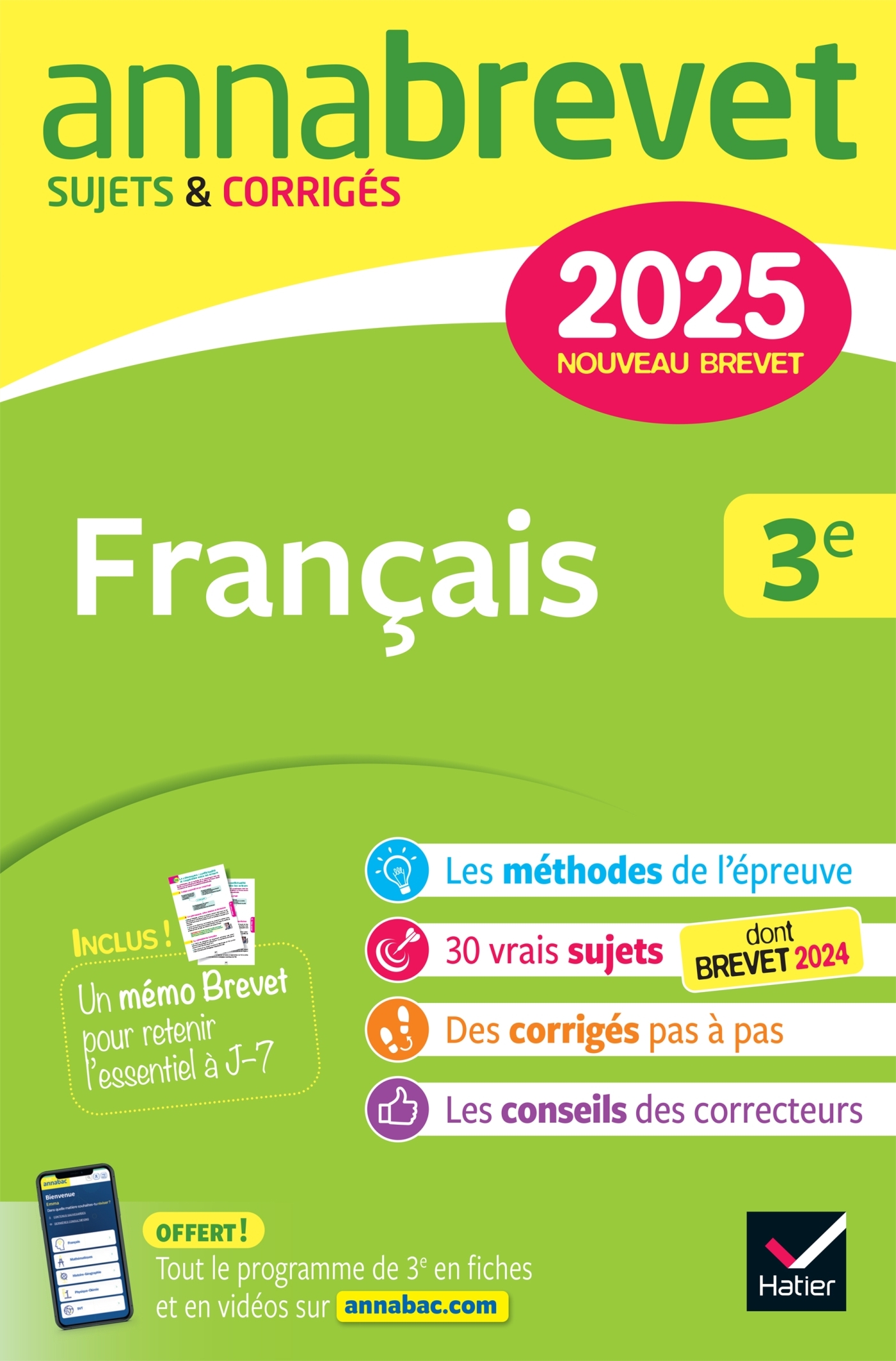 Annales du brevet Annabrevet 2025 Français 3e - Nouveau brevet - Christine Formond - HATIER