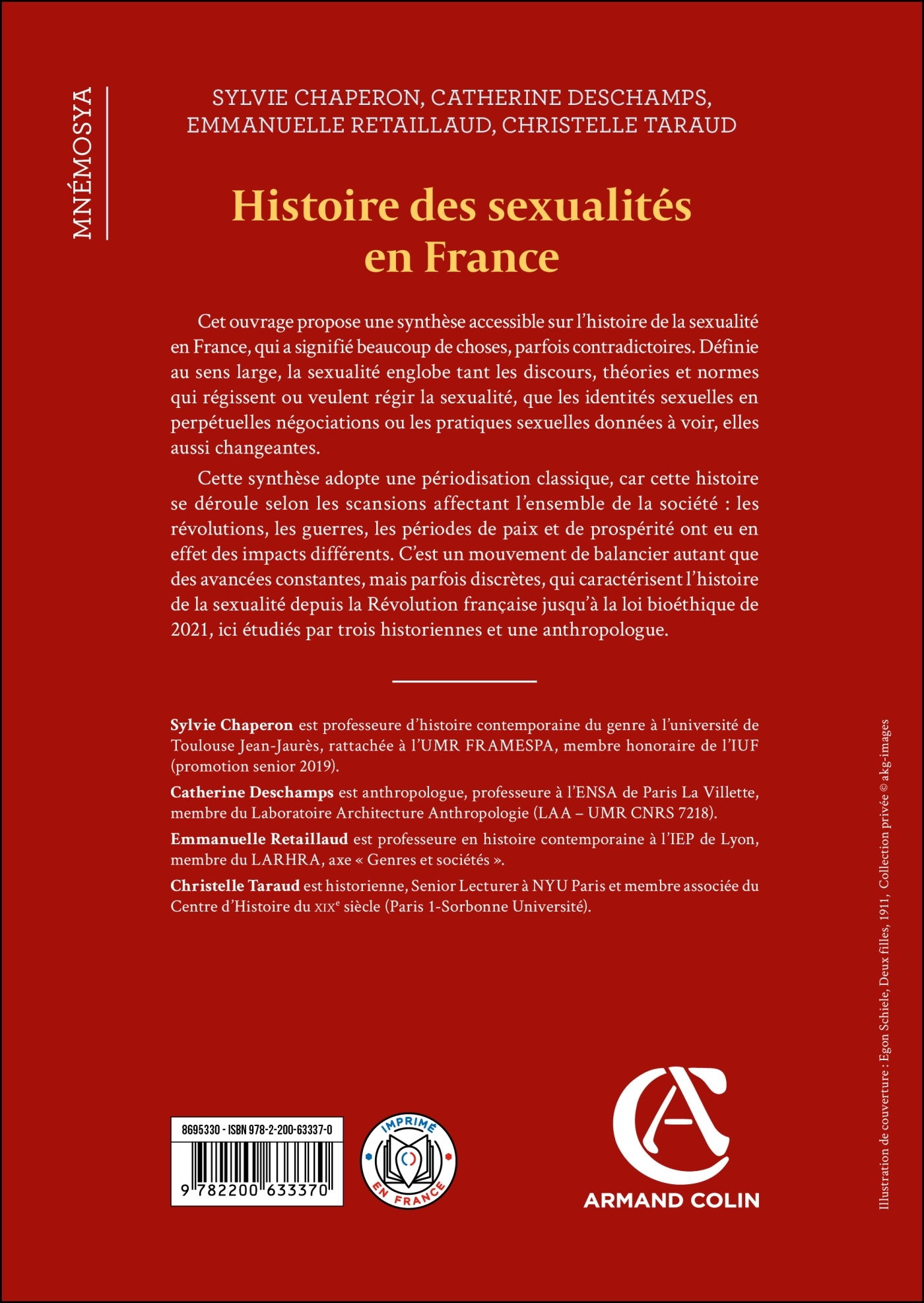 Histoire des sexualités en France - Sylvie Chaperon - ARMAND COLIN